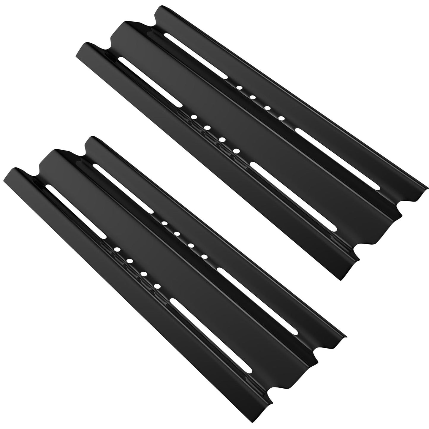 GLOWYE BBQ Heat Plates Replacement Parts for Broil King Baron & Huntington & Sterling Gas Grills, 4 Pack Porcelain Steel Heat Shield Tent Burner Cover, 15 7/8 x 6 inch