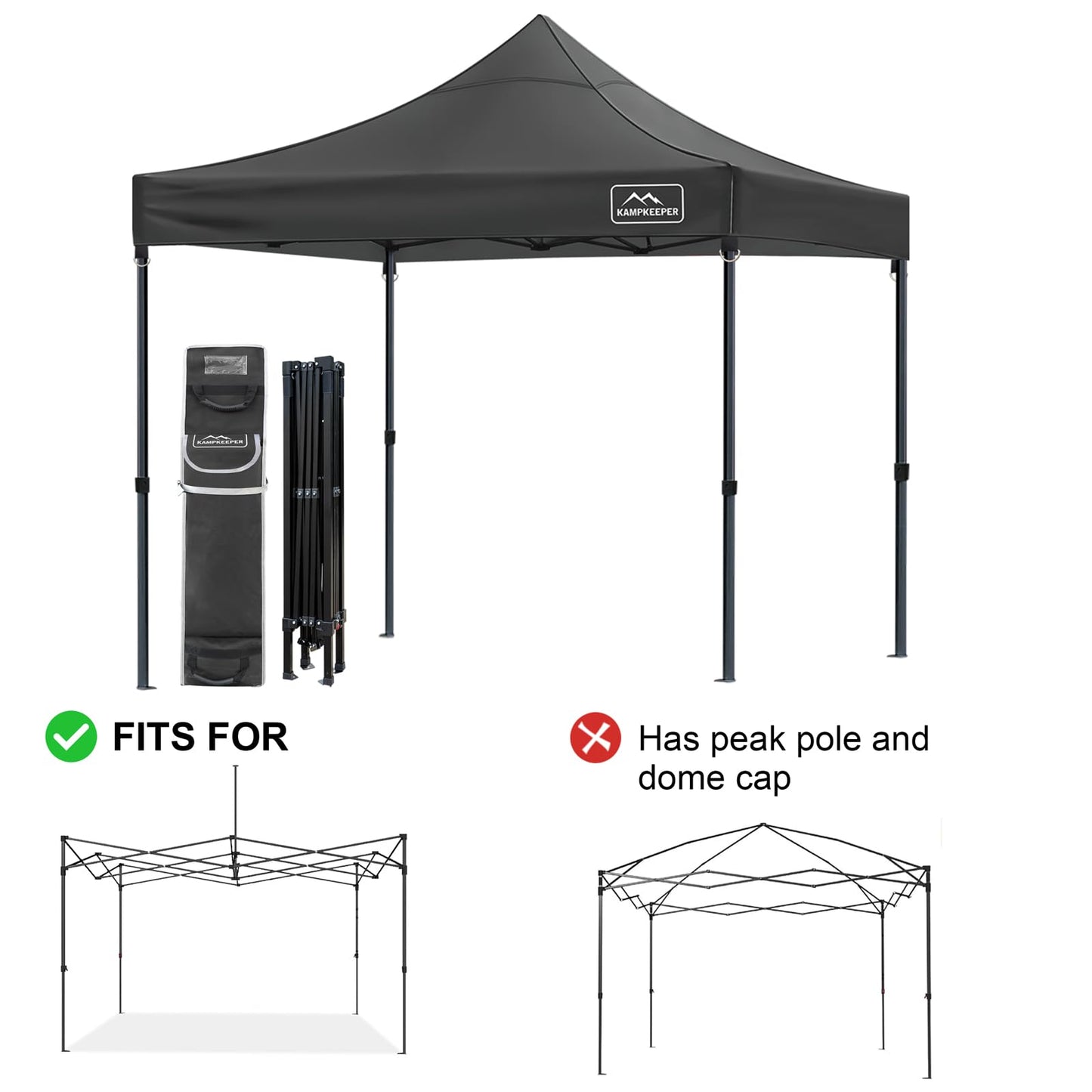 KAMPKEEPER Canopy Bag Replacement, Wheeled Tent Storage Bags for 10x10 Pop Up Shelters and Canopy Tents, 1680D Waterproof Oxford Fabric Replacement Parts (Black, 62.5inch)