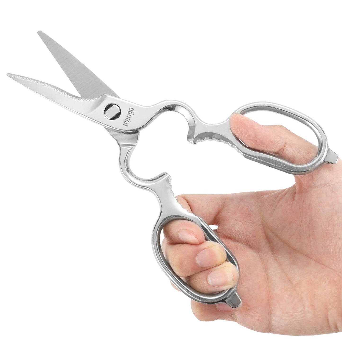 LIVINGO Kitchen Forged Shears Heavy Duty Come Apart Ultra Sharp Multi-Function Stainless Steel Scissors Bottle Opener, Nut Cracker 22cm