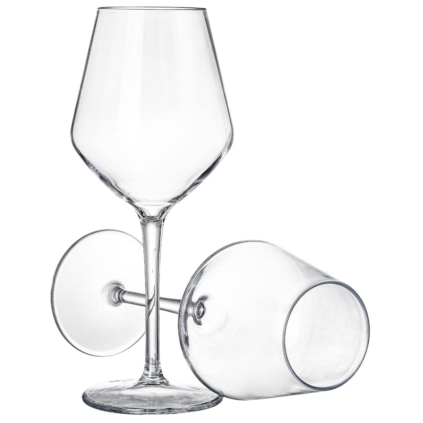 Dicunoy Set of 4 Unbreakable Stemmed Wine Glasses, 15oz Plastic Outdoor Wine Glasses, Hard Plastic Goblets Glassware, Reusable, BPA-Free, Classic Wine Cups for Patio, Poolside, Camping