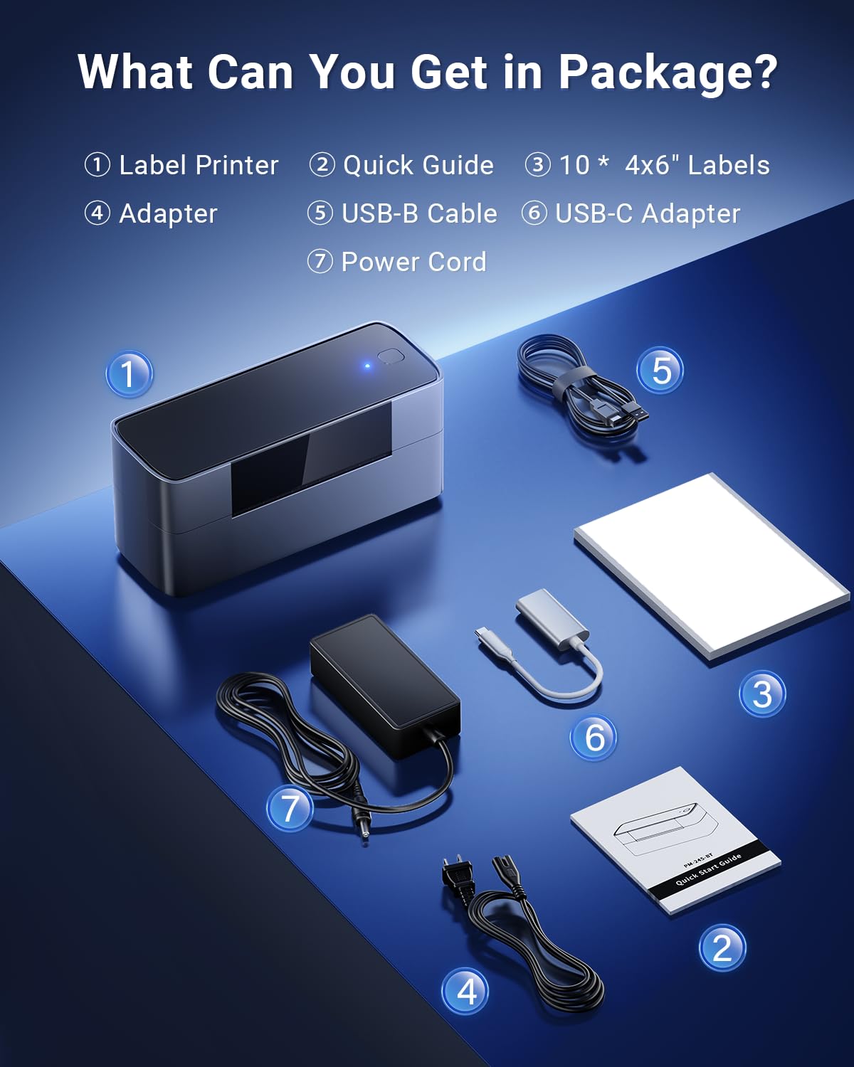 Bluetooth Shipping Label Printer 4x6, Wireless Thermal Label Printer 4x6 for Small Business, 245BT Desktop Label Printer, Compatible with Android, macOS, Canada Post, TikTok, Amazon, Shopify