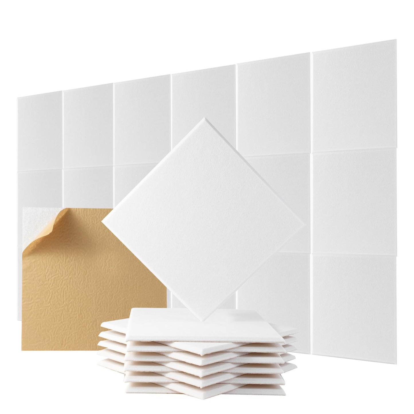 Durbles Self Adhesive Acoustic Wall Panels (White, Square 18 Pack)
