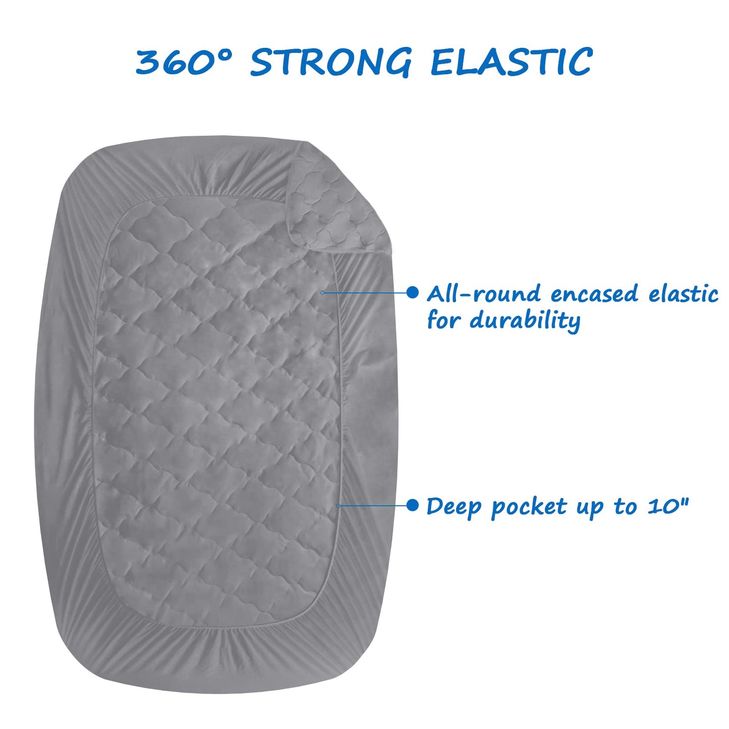 Cot Mattress Pad Waterproof, Quilted Cot Size Mattress Pads Protector Cover 30" X 75" Fitted for Narrow Twin/Camp Bunk/Rvs Bunk/Guest Beds, Soft Breathable Microfiber Topper, Gray (Cover Only)