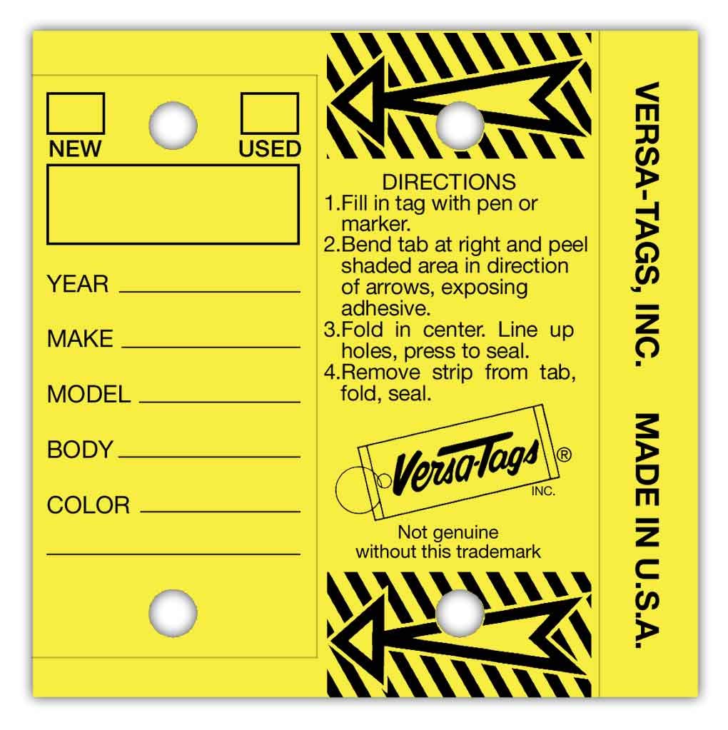 Genuine Versa-Tag Key Tags - Self-Protecting (2 Box Bundle) (250 per Box with Metal Rings - 500 Total) (1 Box Blue and 1 Box Yellow)