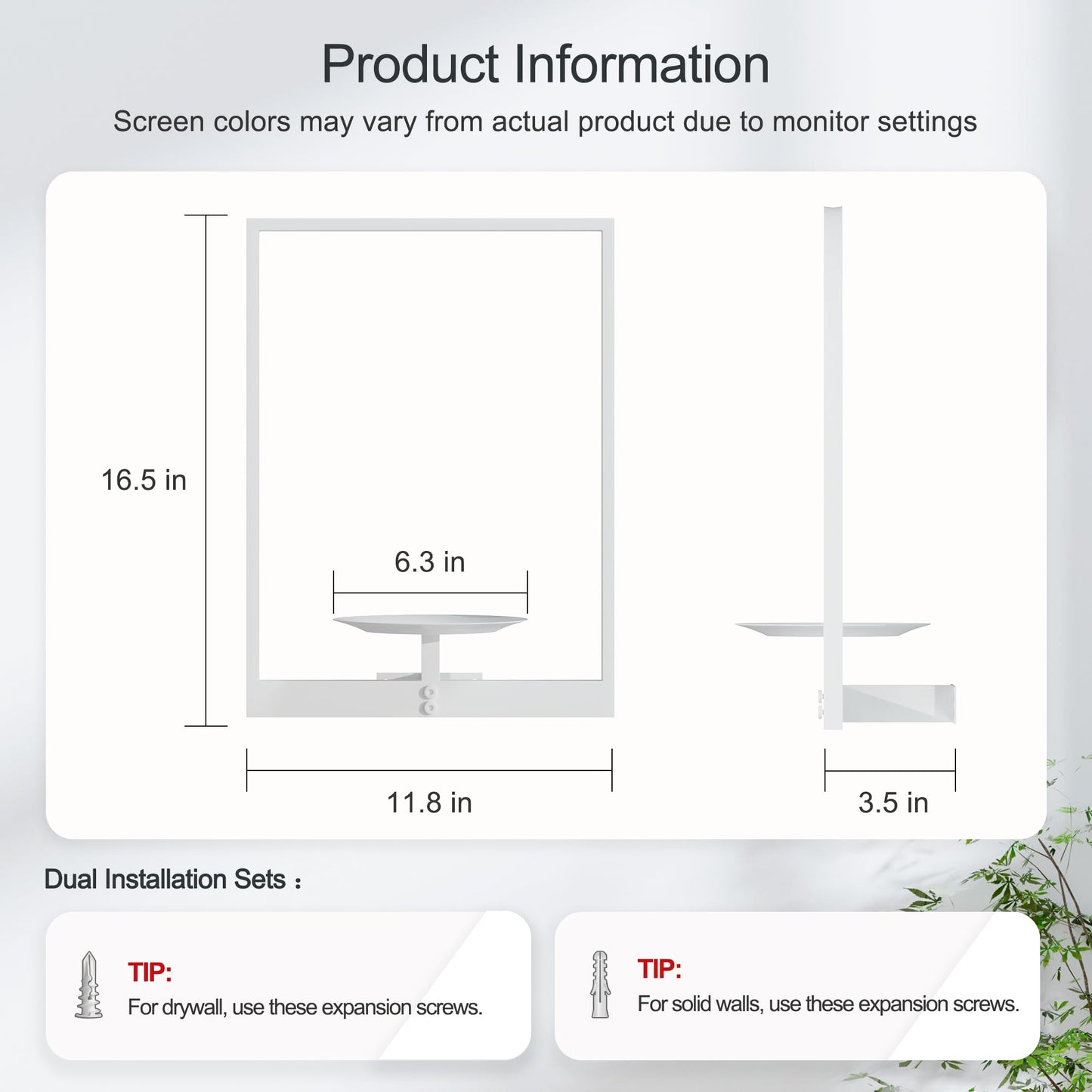 BUTUNITA White Metal Wall Plant Holder - 3-Pack Wall Mounted Plant Stands and Hanging Holders for Indoor Planter and Flower Pot -Rectangle Decor Shelf for Plant Storage (Pot Not Included)