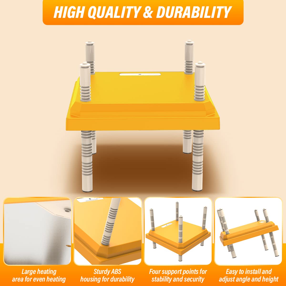 Brooder Heater for Chicks, 10”x10”Chicken Breeding Heating Plate Brooder Heating Heater Adjustable Height Chicken Incubator Heating Lamp Rutin Chicken Brooder Suitable for 15 Chicks (Colour)