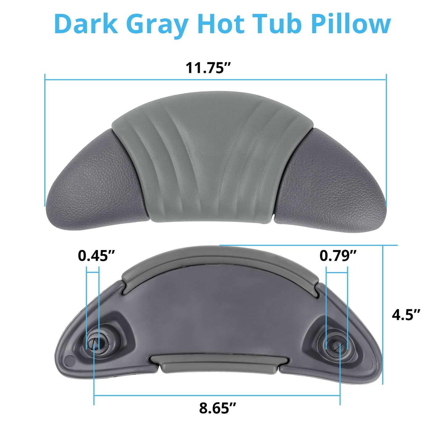 26-1303-85 Spa Pillow Replacement Head Rest Pillows Dark Grey Hot Tub Pillow Headrest Compatible with Artesian Island Spas Hot Tubs Isla Margarita Grand Bahama Grand Cayman Antigua Captiva (2Pack)