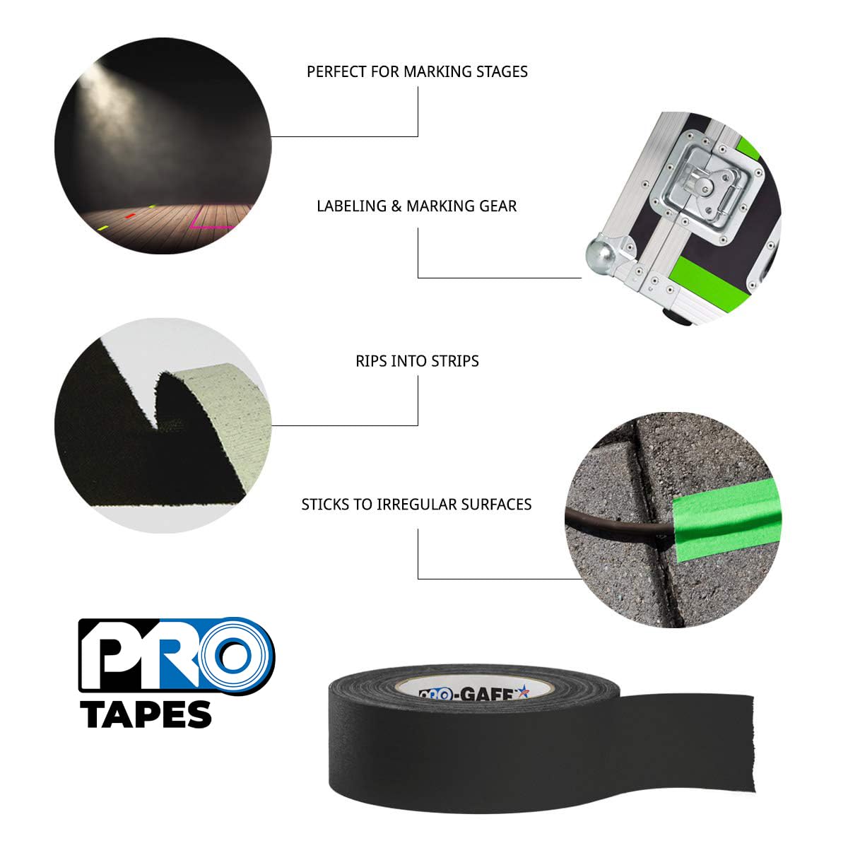 ProTapes 4" Width Pro Gaff Premium Matte Cloth Gaffer's Tape with Rubber Adhesive, 11 Mils Thick, 55 Yds Length, Grey (Pack of 1)