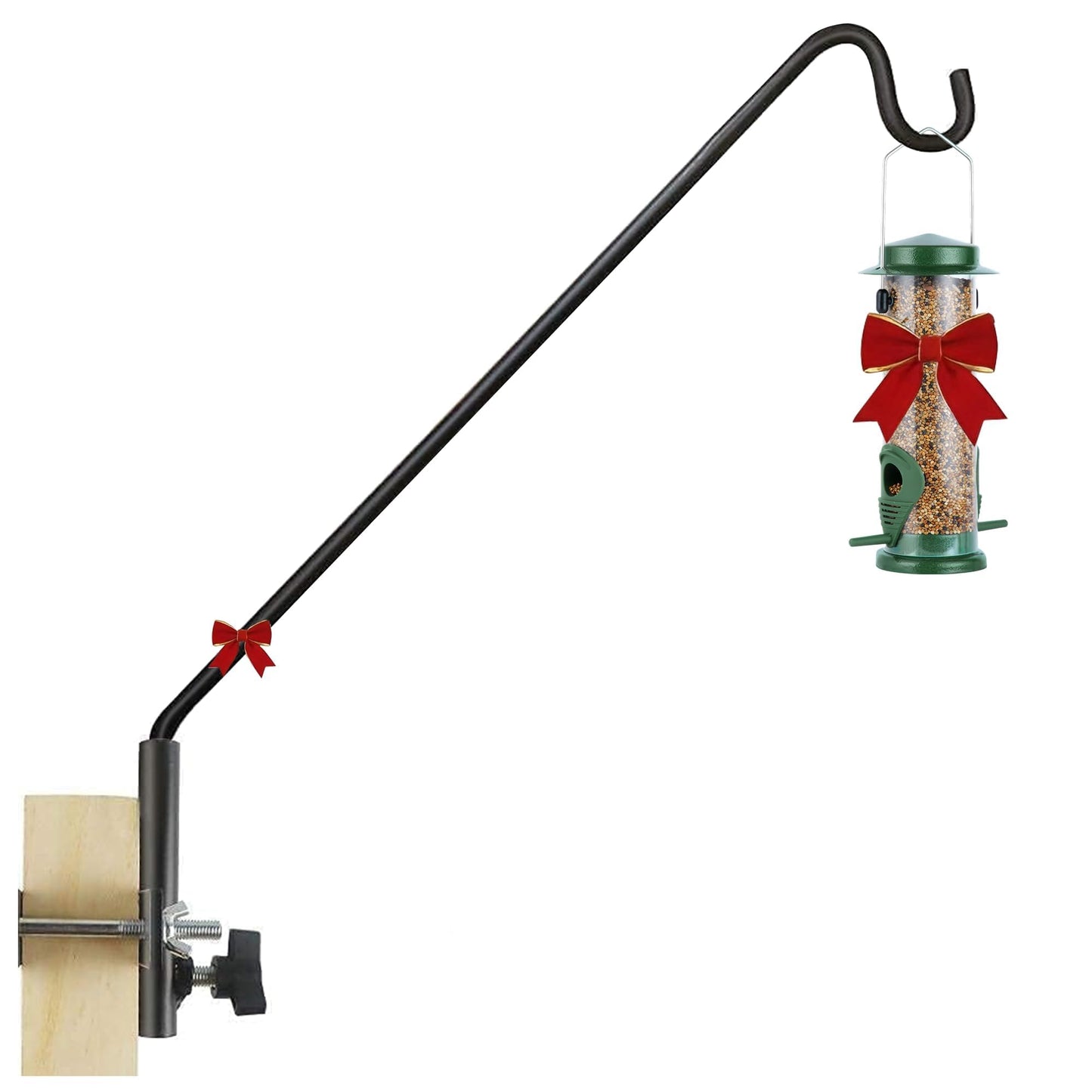 MIXXIDEA Heavy Duty Extended Fence Deck Hook Rail Hook Bird Feeder Hook, 360 Degree Rotary and Length Adjustable Plant Bracket for Bird Feeders, Planters, Suet Baskets, Lanterns, Wind Chimes and More