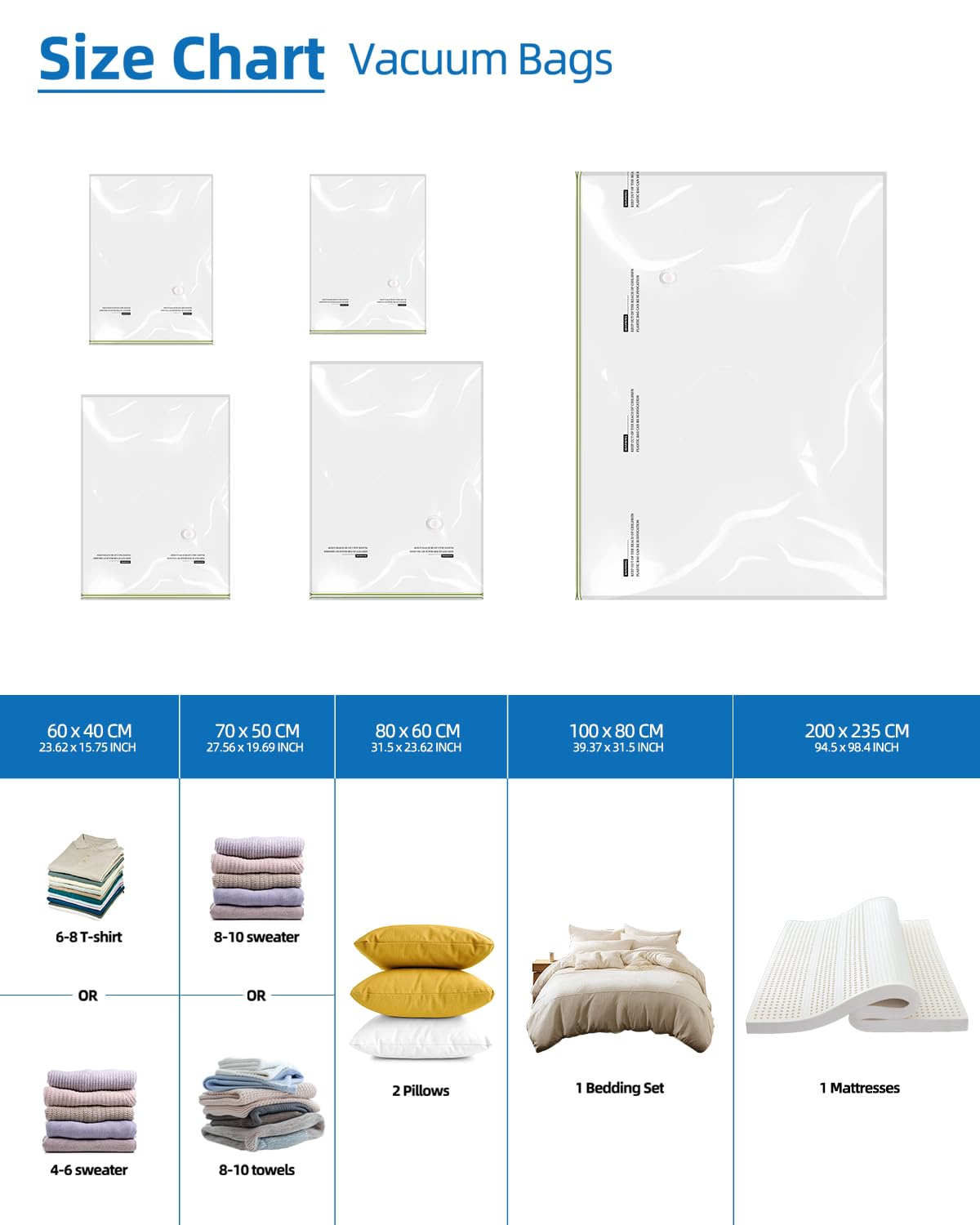 AirBaker Vacuum Storage Bags for moving, Vacuum Seal Bags for Memory Foam, Latex, Clothing & Bedding, Space Saver Bags for Organization and Storage(1 Queen/Full/Full-XL)