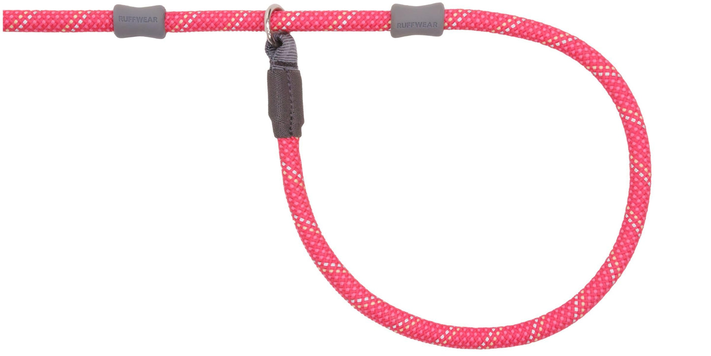 Ruffwear, Just‑a‑Cinch Slip Lead Dog Leash, 5 ft Reflective Rope with Adjustable Silicone Stoppers, Collar‑Free Cinch Design, Tubular Webbing Handle, Accessory Loop, Pink