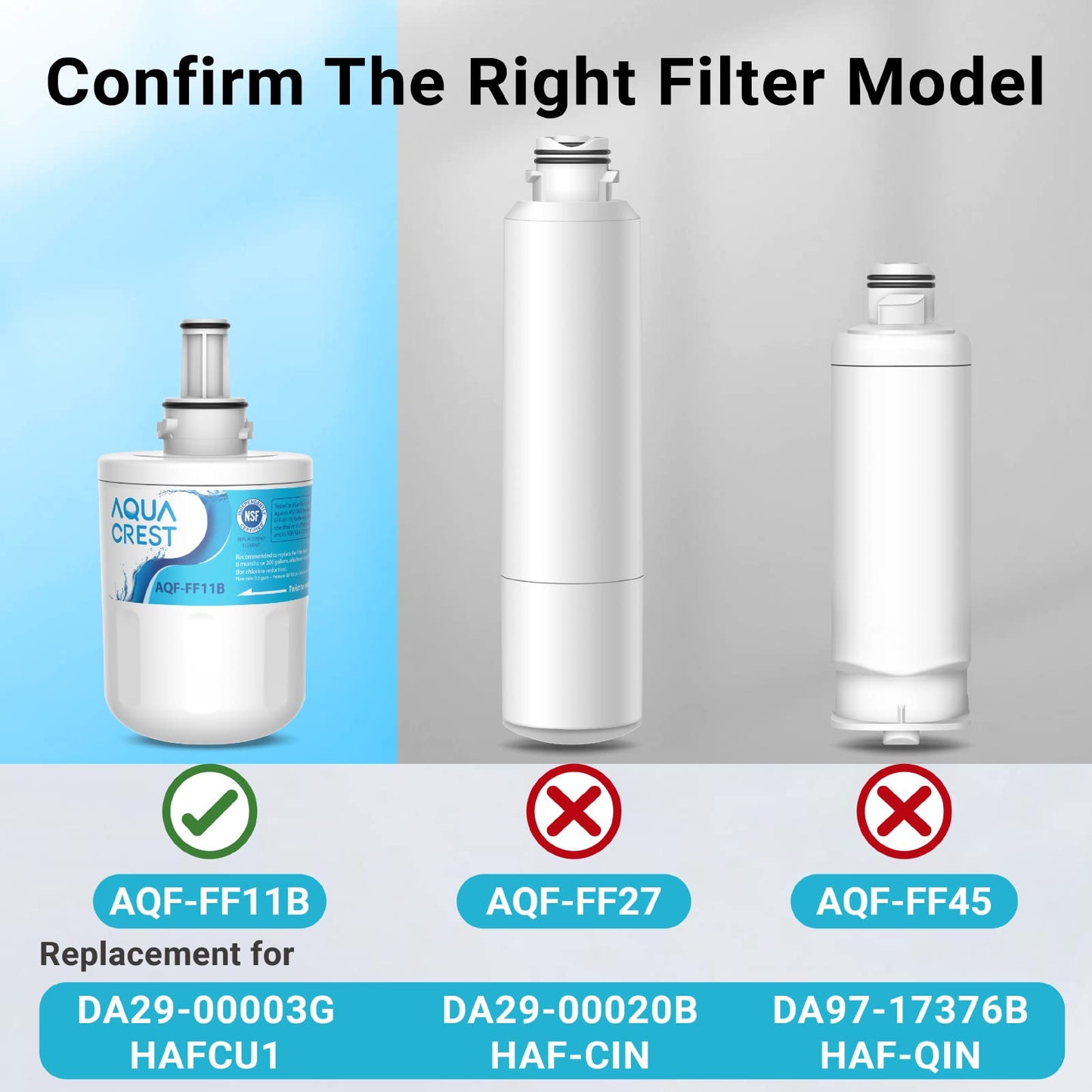 AQUA CREST DA29-00003G Refrigerator Water Filter, Replacement for Samsung DA29-00003G, DA29-00003B, DA29-00003A, Aqua-Pure Plus, HAFCU1 Water Filter, Pack of 3