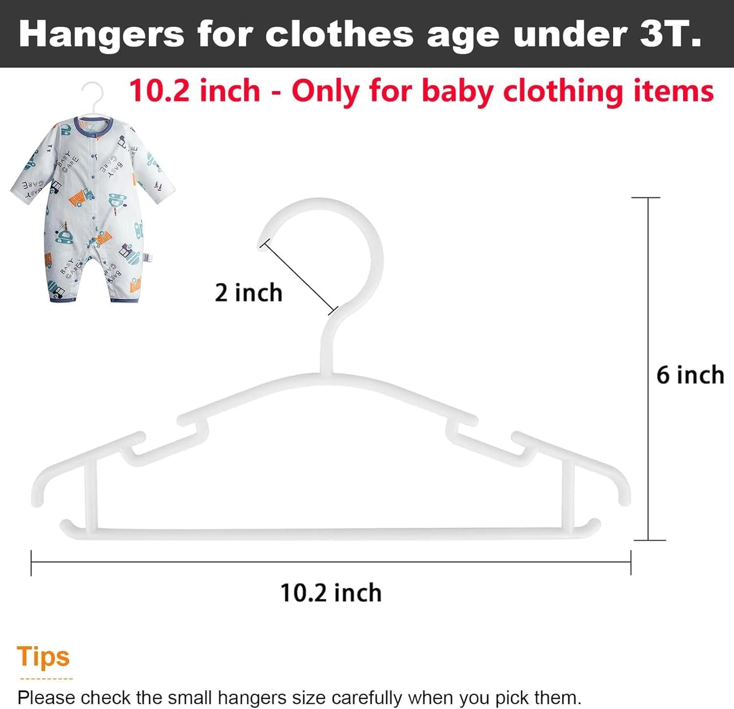 GoodtoU Kids Hangers 100 Pack Baby Hangers for Closet Toddler Hangers Plastic White Childrens Hangers Small Hangers 10.24inch (0-24 Months)