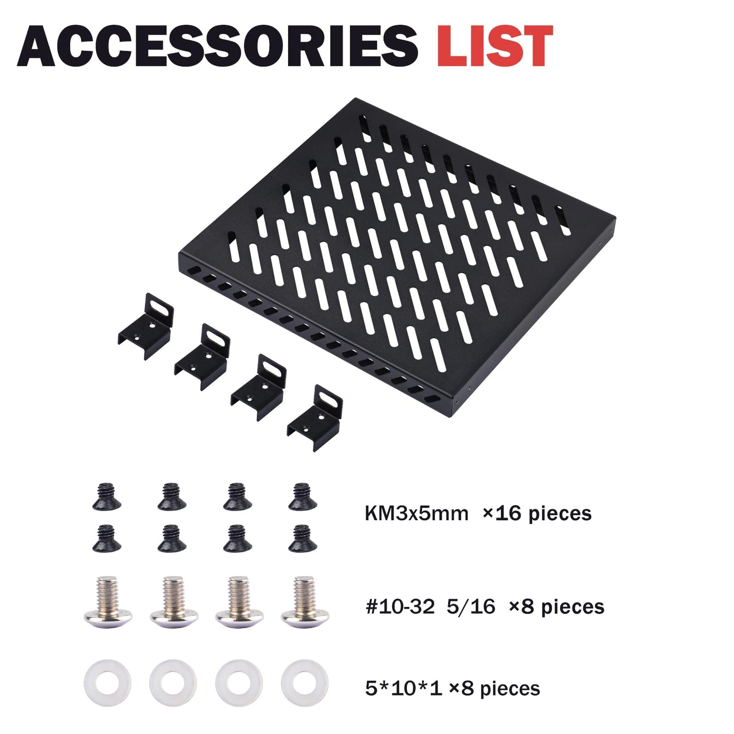 GeeekPi 0.5U Heavy Duty Server Rack for DeskPi RackMate T1/T0 Server Rack and 10" Network Cabinet Server Rack, Perforated Design, 25kg Load Capacity, Black