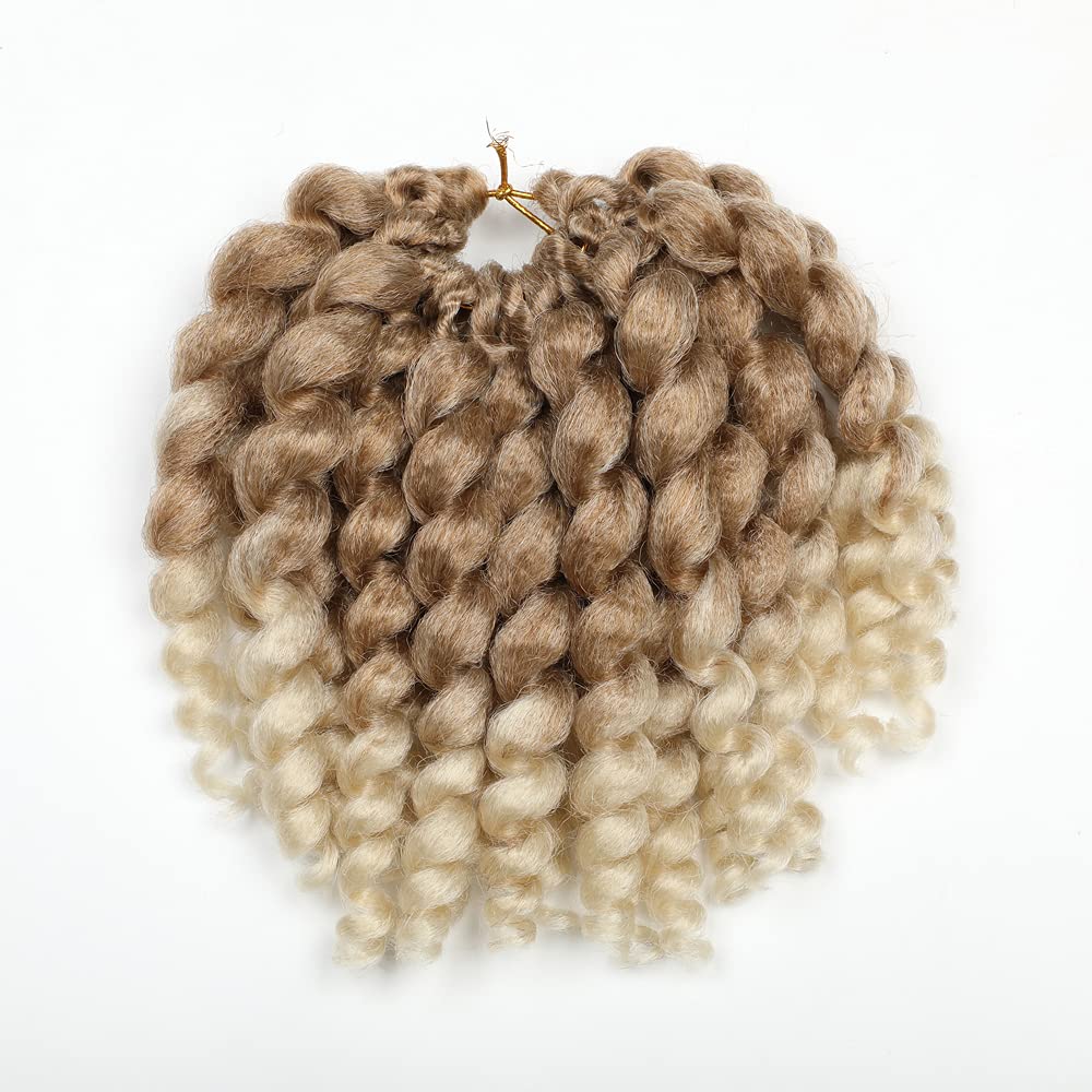 Crochet Braids Hair 2X Ringlet Wand Curl 3 Packs 8 inch Jamaican Twist Blonde Crochet Hair for Black Woman (27/613)