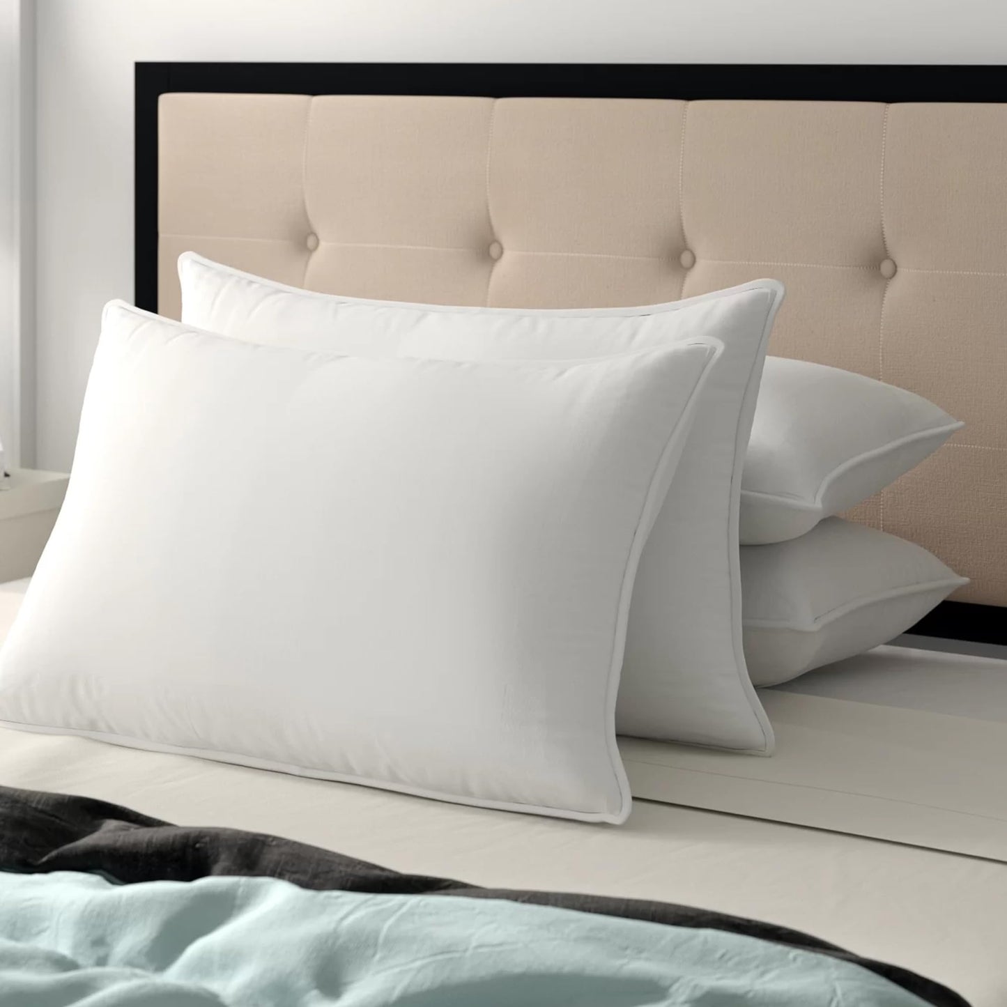 SILUI Flat Soft Thin Pillows for Sleeping Queen Size Set of 2 Pack Low Bed Pillow with Down Alternative Fill for Side Back Stomach Sleepers, 20x30 Inches, White
