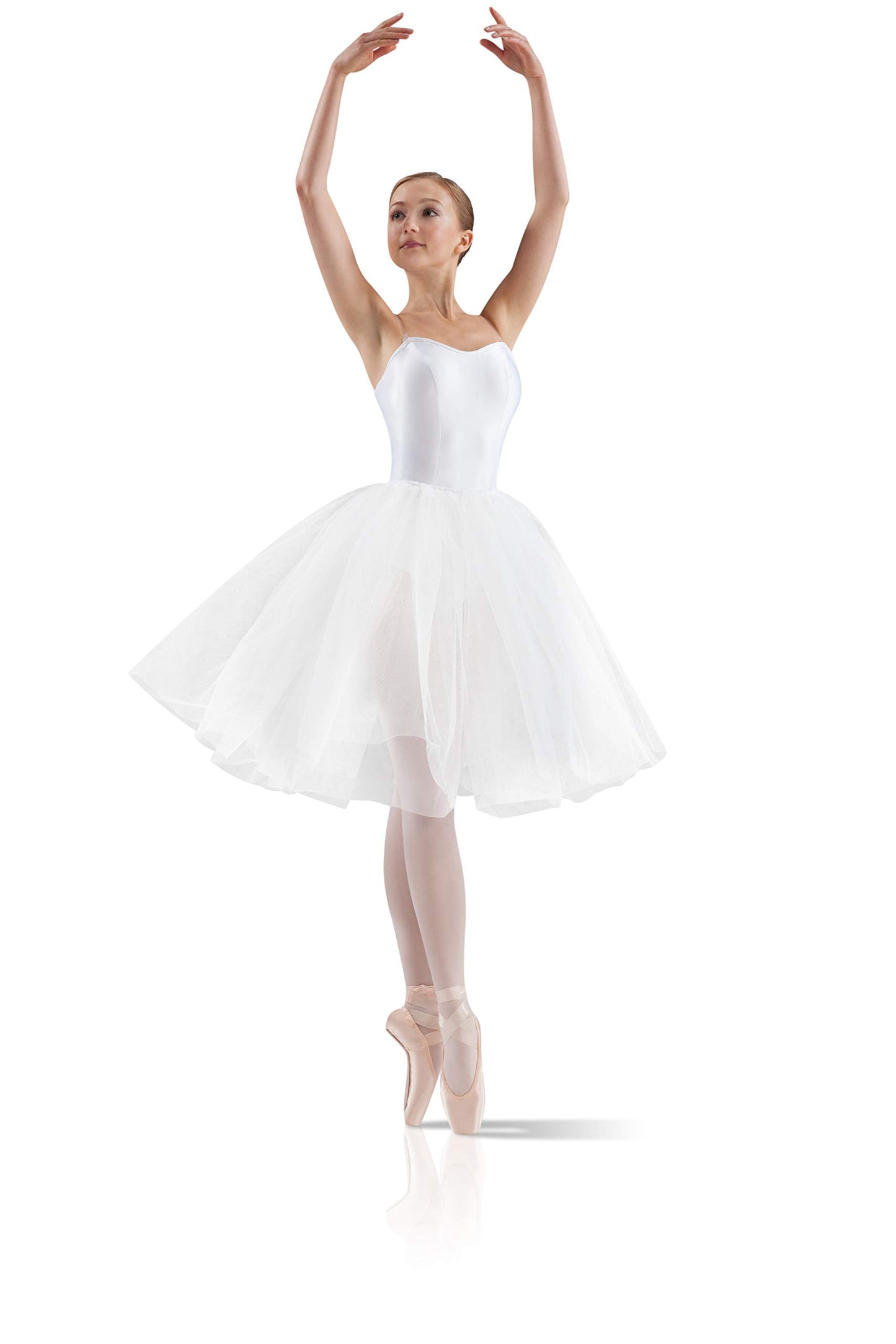 Leo Women's Standard 24" Soft Tulle Juliet Dance Tutu Skirt White