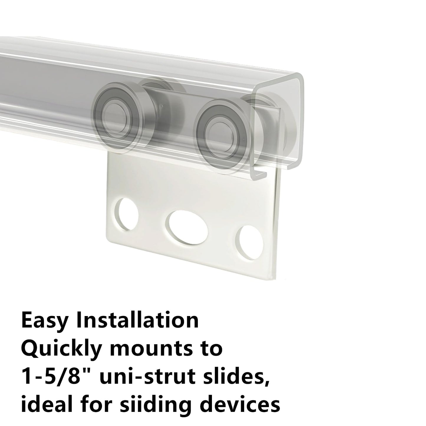 BiJun 4 Wheel Trolley Assembly Roller Bearing Trolley Assembly for Use with 1-5/8" Wide and All1-5/8 Taller Strut Channel 2pc (4)