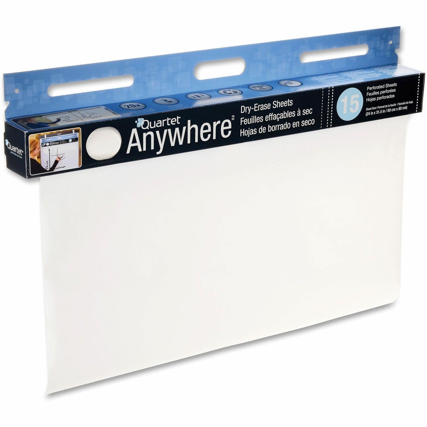 Quartet Dry Erase Cling Sheets, Removable Whiteboard Paper Sheet, Classroom Supplies, 31.5"L x 24"W, Ideal for School, Home, Office and Art Projects, 15 Sheets (Z85563)