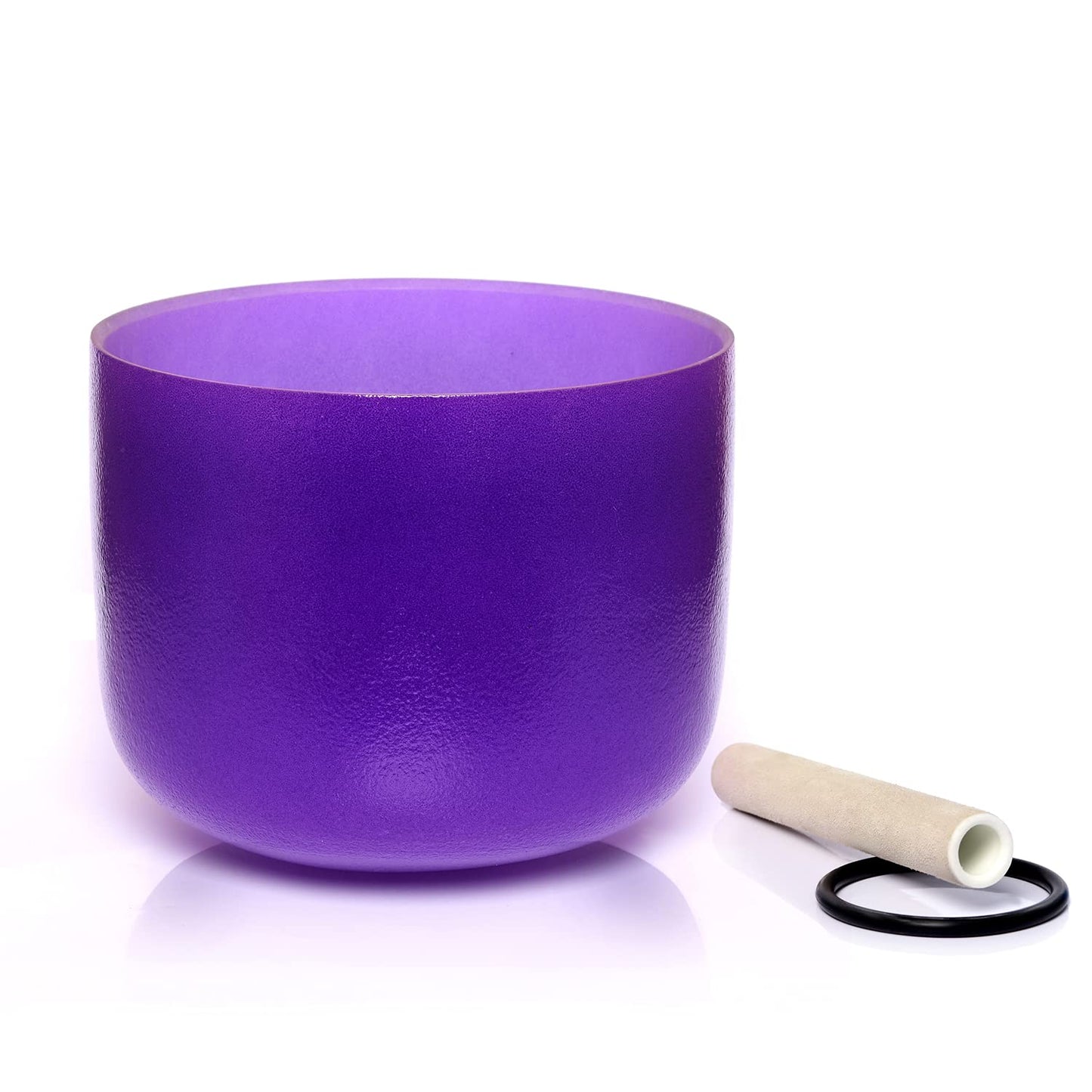 FUCHU B Note Crown Chakra Purple Colored Quartz Frosted Crystal Singing Bowl 8 inch