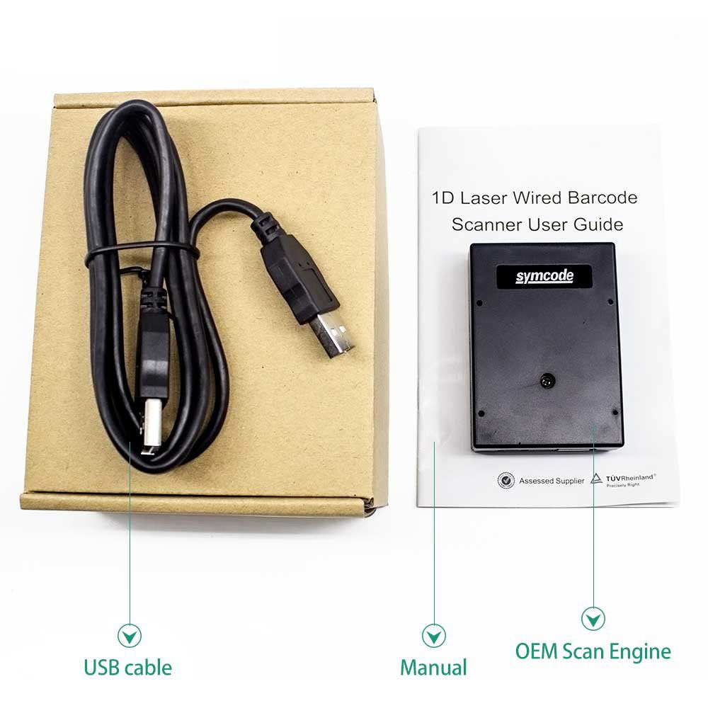 Symcode Barcode Scanner Embedded Mini USB Fixed Mount Barcode Scanner Scan Engine, Laser Barcode Reader Module Scanner Portable Bar Code Scanner