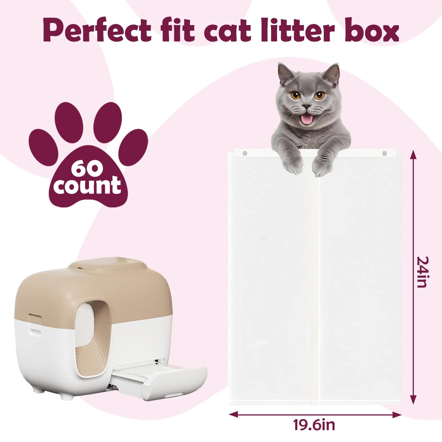 Upgrade Cat Litter Box Liners Design for PetSnowy SNOW+ Litter Box,60 Pcs Self-Sealing Waste Drawer Bags for Automatic Cat Litter Box (60 Pcs)