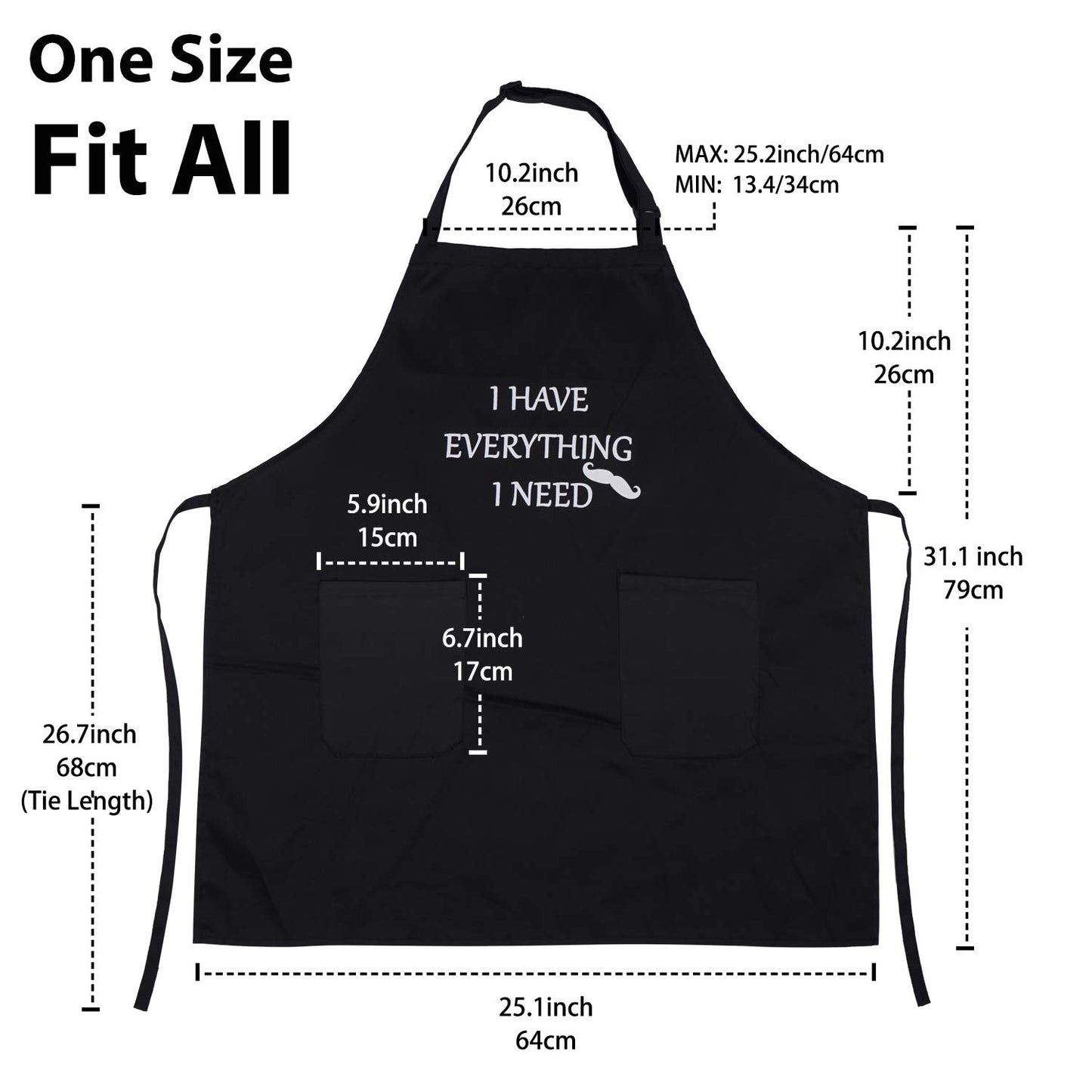 YIKA Apron Couples: Waterproof Aprons for Women Men, Black, 2 Pockets, Adjustable Neck Strap, Perfect for Couples Gifts