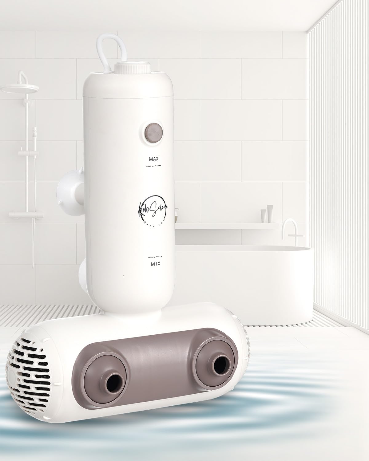 KokoSelene Bath Jets for Tub, Portable Bath Spa for Bathtub with Dual Hydro Jets, Bathtub Spa Machine Creates Soothing Bubbles and Massage for Daily Relax at Home Use (Brown)