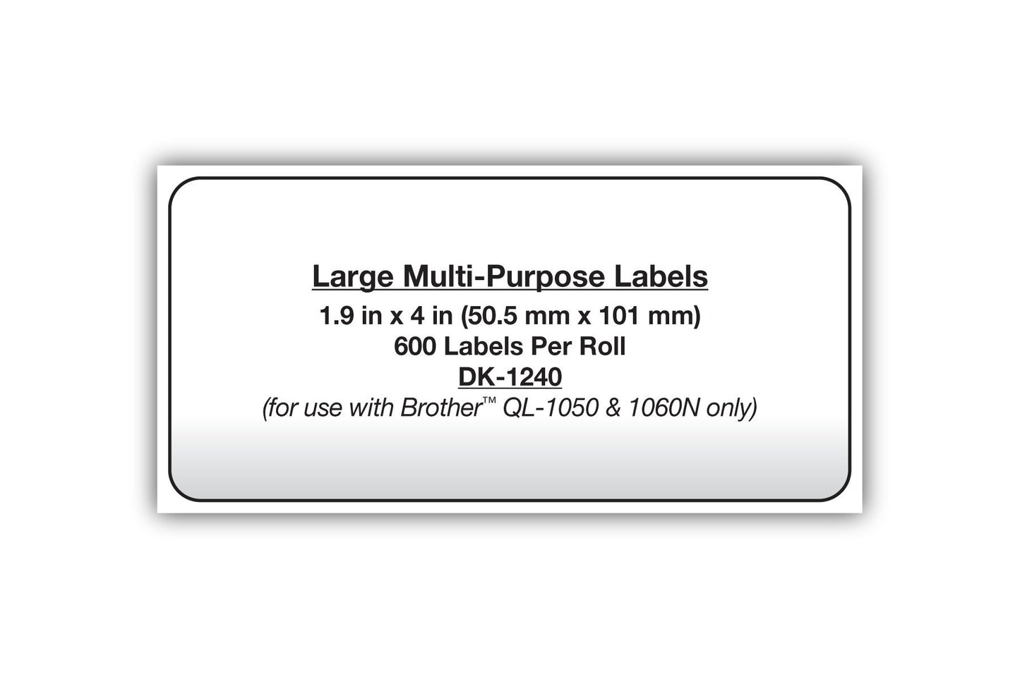 Brother 1.9 x 4 Inch Die Cut White Paper Labels 600 Count (DK1240) - Retail Packaging