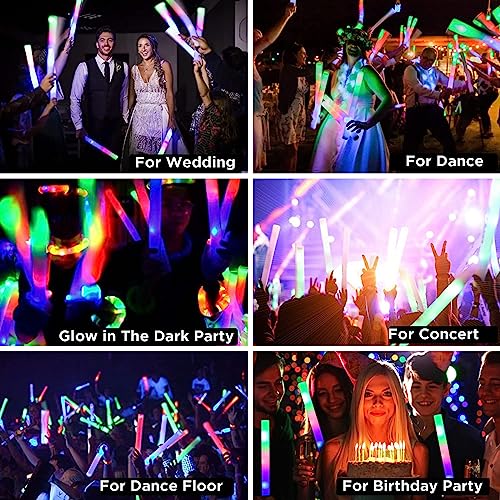 32 Pcs Foam Glow Sticks Bulk Party Pack, L16‘’Big Led Light Up Foam Sticks with 3 Flashing Effect, Glow in The Dark Party Supplies Favors for Wedding, Adults/Kids Birthday, Disco Dance Floor Party, DJ