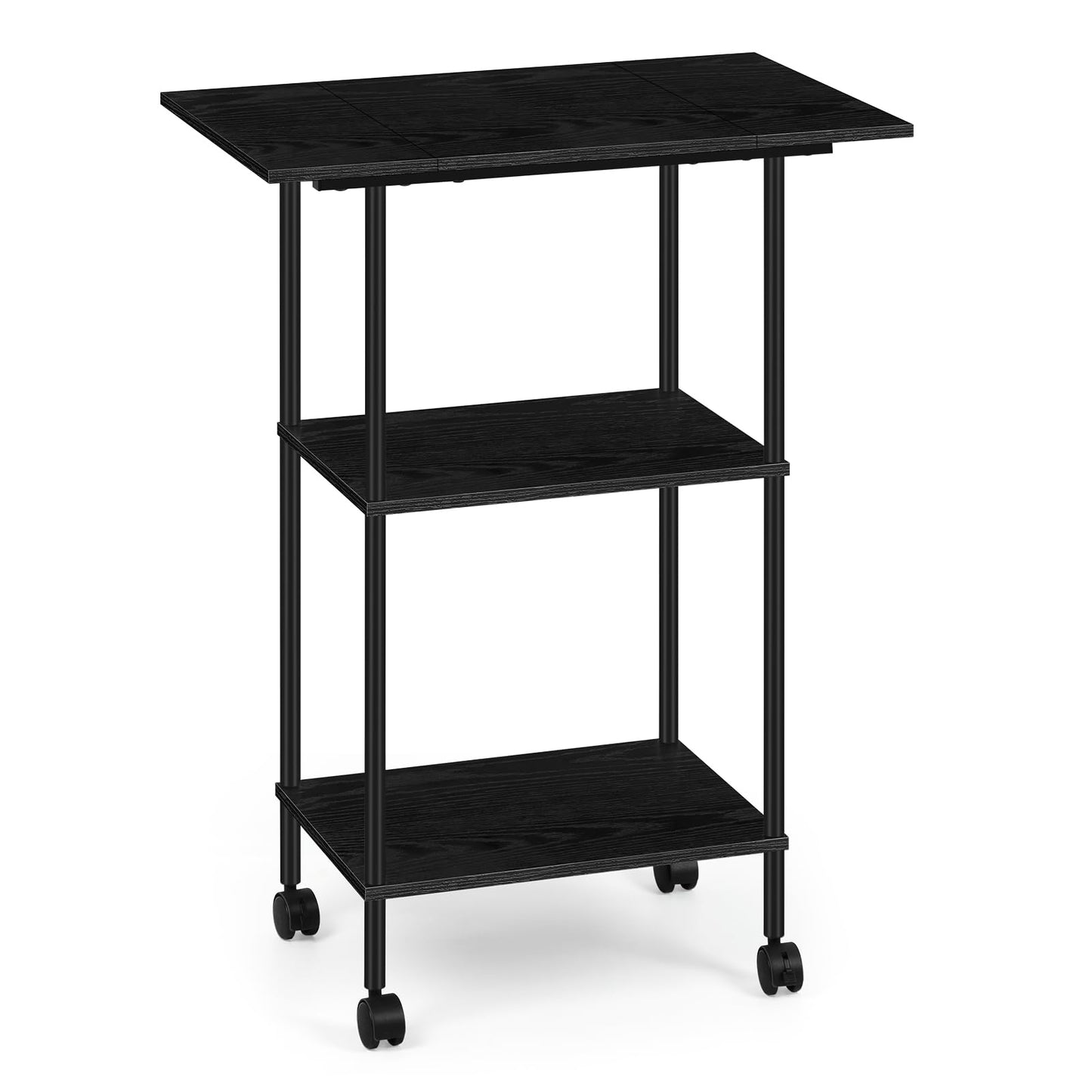 Shinoske Black Printer Stand with Storage,3 Tier Large Printer Table with Wheels for Home Office,Rolling Printer Cart with Storage Shelf,for Under Desk,Living Room,Kitchen