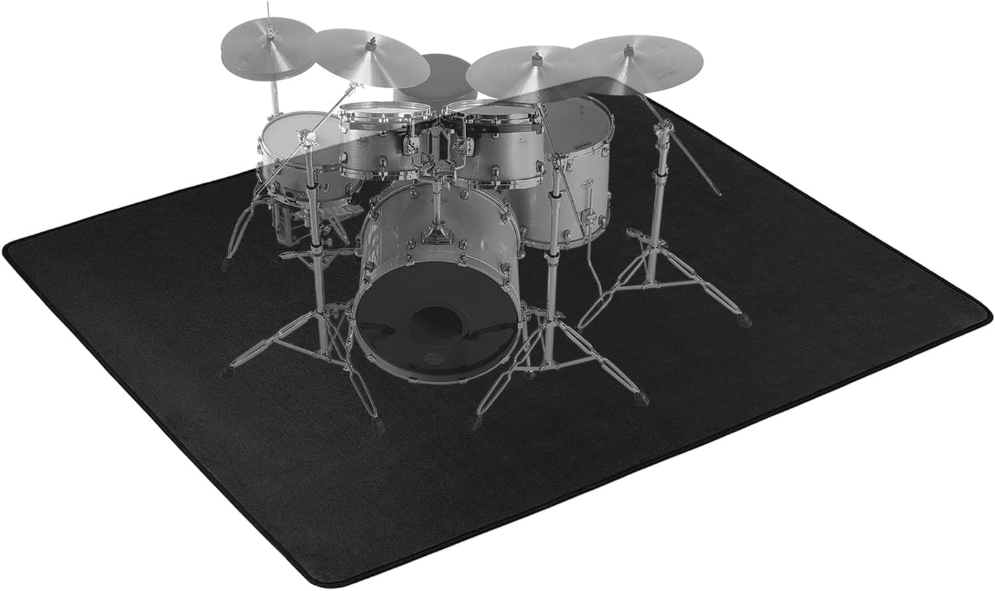 BQKOZFIN Drum Rug, Drum Mat, Carpet Music Rug with Non-Slip Grip Bottom Roll, Outdoor Summer Drum Carpet of 27 Square Feet Great Gifts for Drummers, Black (4.6x5.9FT, 140x180CM)