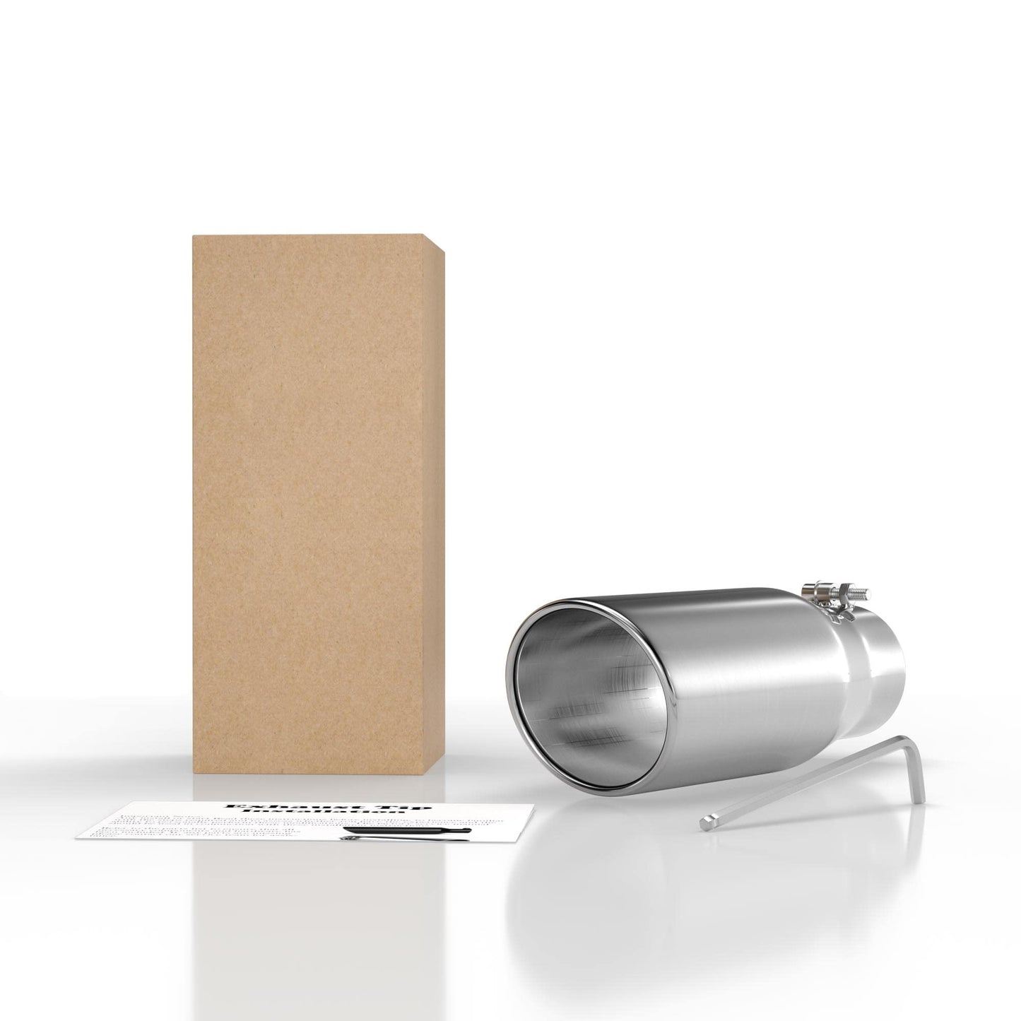Richeer 3.5 Inch Inlet Exhaust Tip, 5" Outlet 12" Overall Length, Stainless Steel Polished Chrome Finish, Universal for Vehicles with 3.5" O.D. Exhaust Tailpipe