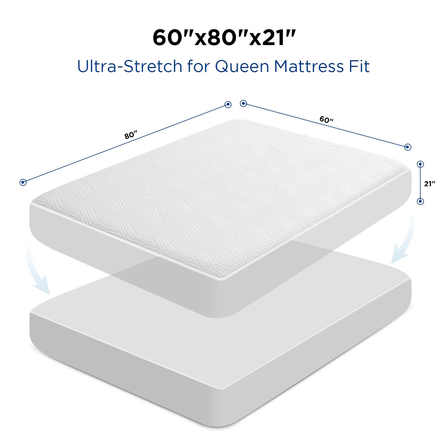 Upvilla Queen Mattress Protector Waterproof - Machine Washable, Noiseless Bed Mattress Pad Cover with Deep Pocket for 8 to 21 Inch Mattresses