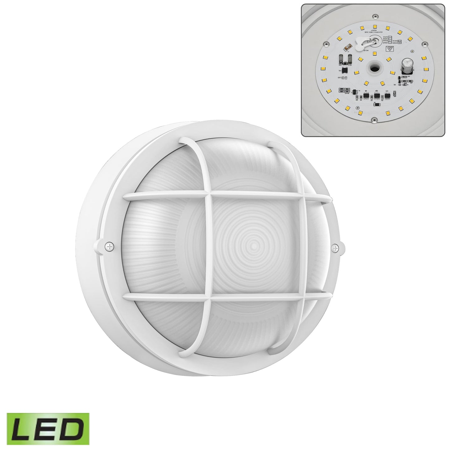 8” Bulkhead LED Light White Round,Nautical Outdoor Lights White Round LED Sauna Light Fxiture,8" Nautical Bulkhead Wall Light 3000K,1500 Lumen,15W