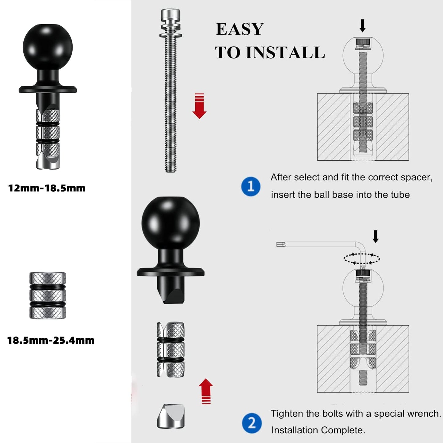 iMESTOU Motorcycle Fork Stem Phone Mount, Anti-Vibration 1" Ball Phone Holder with Anti-Theft Double Socket Arm & Fork Base Suitable for BMW, Yamaha...Motorcycles, Fits for 4.7"-7.2" Cellphones