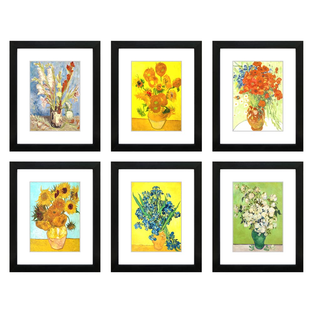DEKWINN 8x10 Picture Frame Set of 6 with Real Glass for Pictures 5x7 with Mat or 8x10 Without Mat, Wall Gallery or Tabletop display Photo Frames in Black
