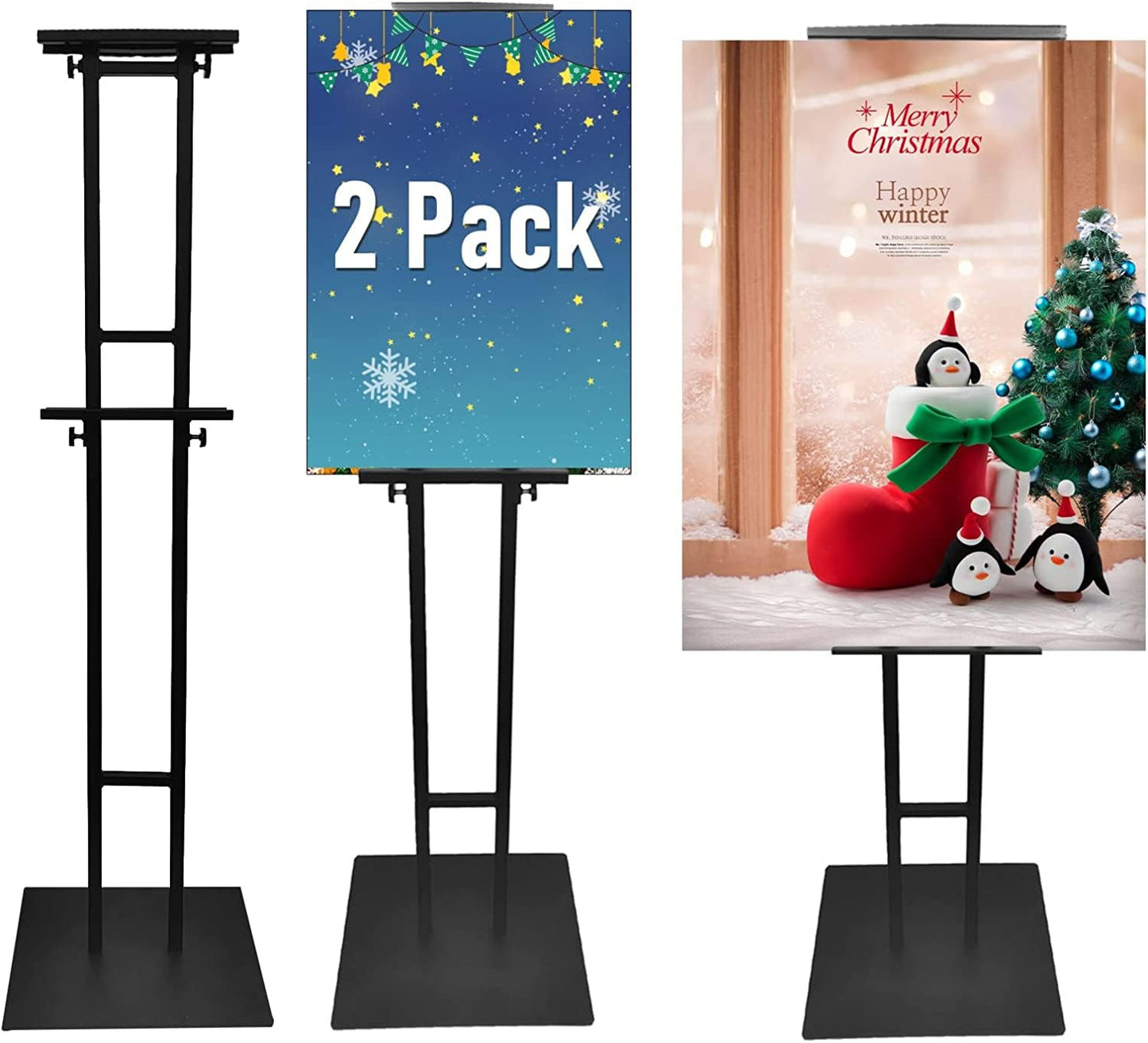 2 Pack Double-Sided Pedestal Poster Stand,Adjustable Height Sign Stands Up to 73 Inches,11.79 "x9.43" Heavy Duty Floor Sign Holder with No-Slip Base, ,Floor Banner Stand for Board & Foam Display