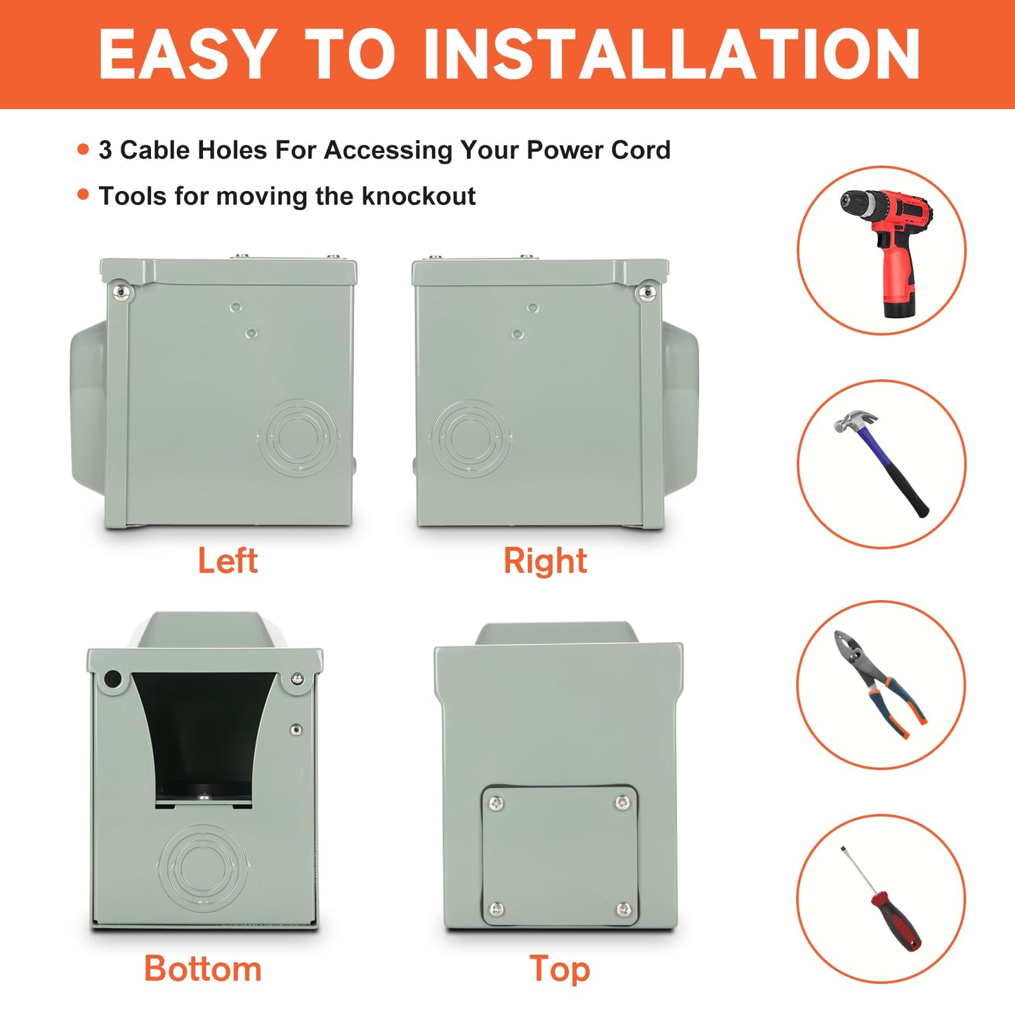 WELLUCK RV Power Outlet Box 50 Amp 125/250V, Nema 14-50R RV Power Receptacle Panel Plug, Enclosed Lockable Weatherproof Outdoor Electrical Box