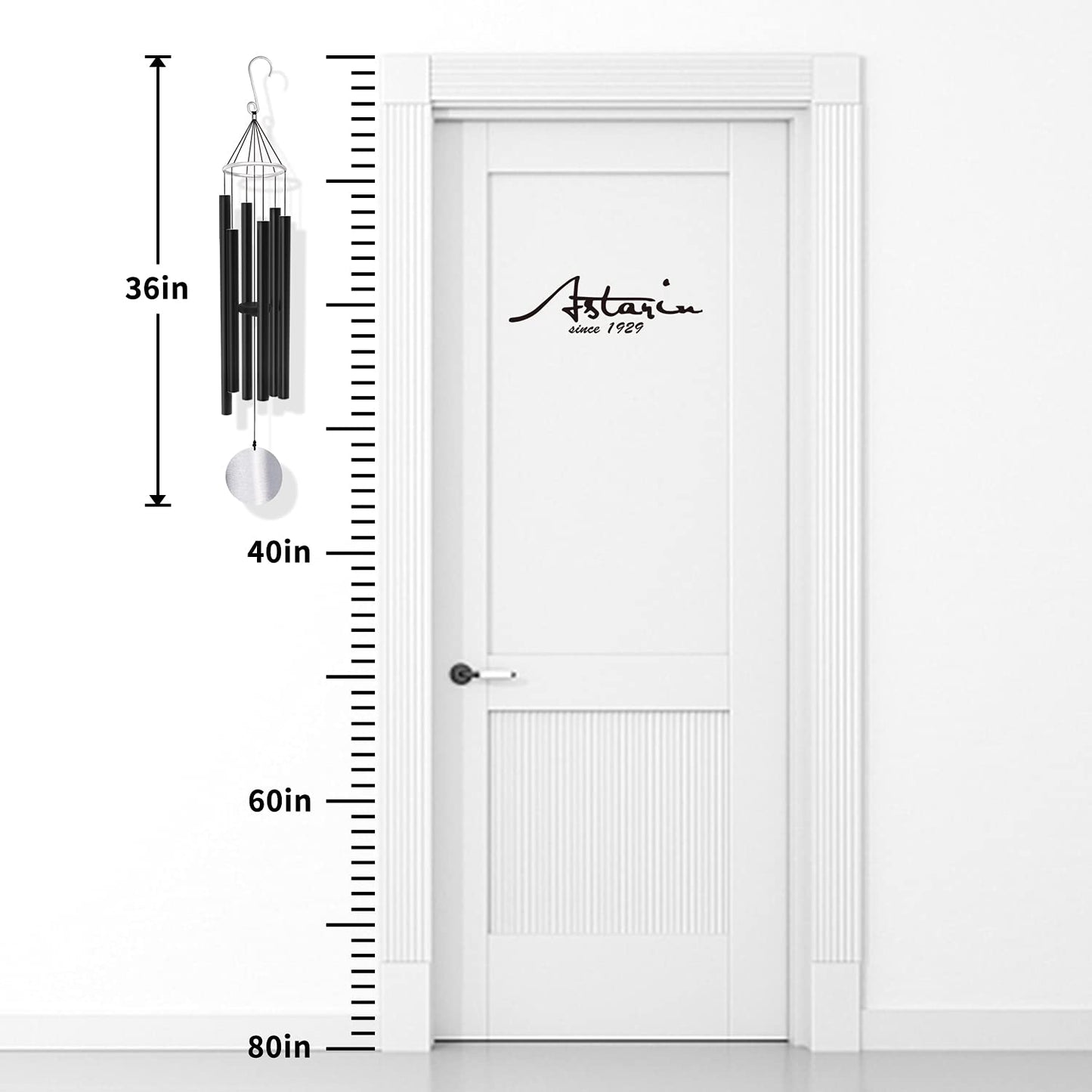 ASTARIN Wind Chimes Outdoor Large Deep Tone,36Inch Large Wind Chimes Tuned Relaxing Soothing Low Bass,Memorial Wind Chimes Sympathy for Mom Dad,Black(A Free Card)