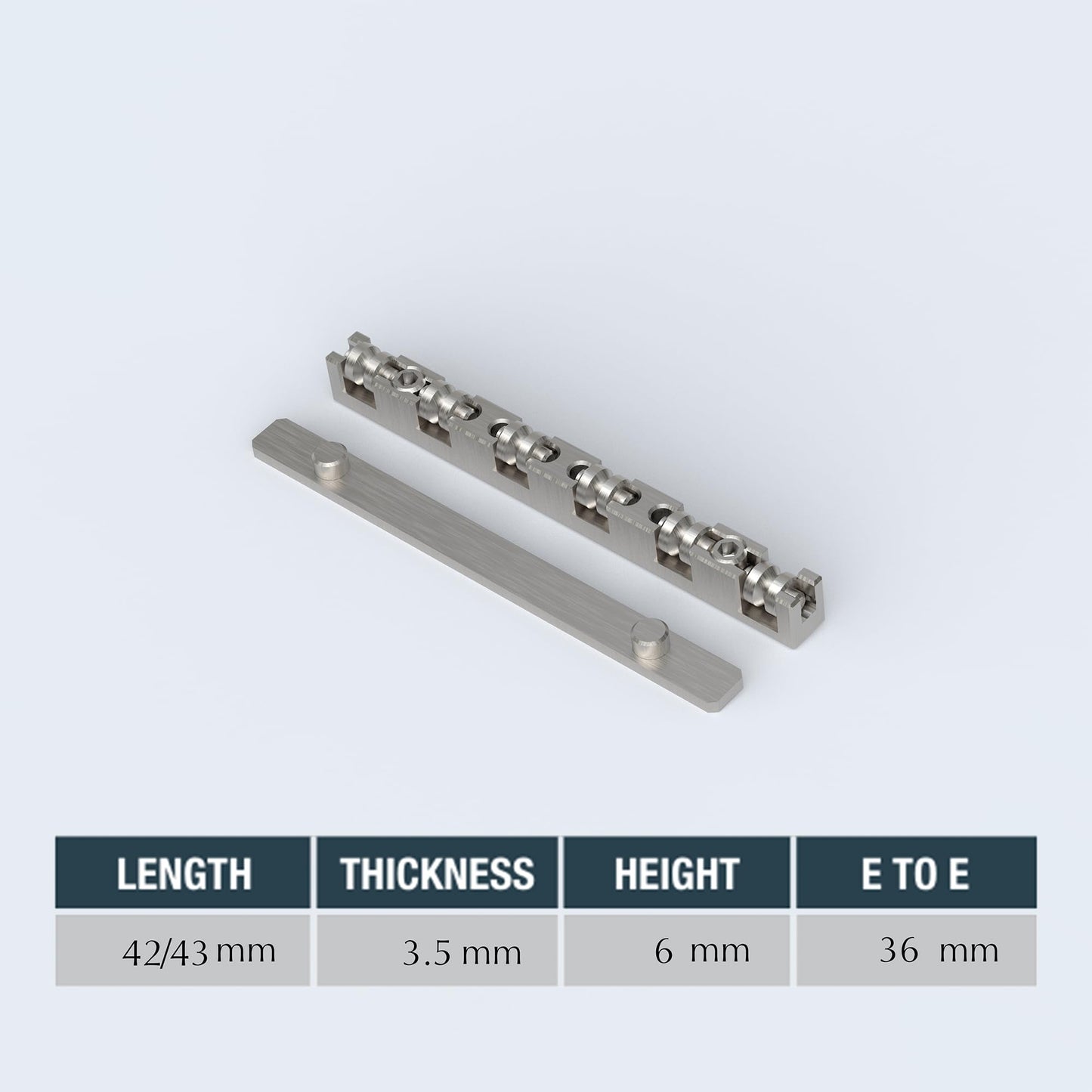 Guyker Guitar Roller Nut 43mm - Titanium alloy Ball Nut Height Adjustable Split Regulation Replacement Parts Compatible with 6 String Start ST TL Style Guitar, TS001