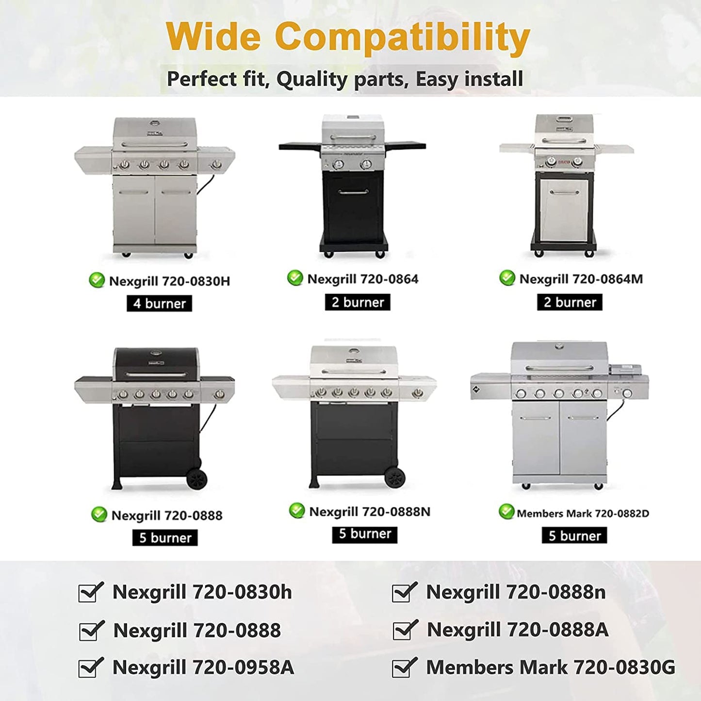 Criditpid Barbecue Replacement Parts for Nexgrill 720-0830H 720-0783E 720-0888 720-0888n, 4-Pack Heat Plate Shields Grill Burners Igniters Parts for Nexgrill 4 Burner 720-0830H