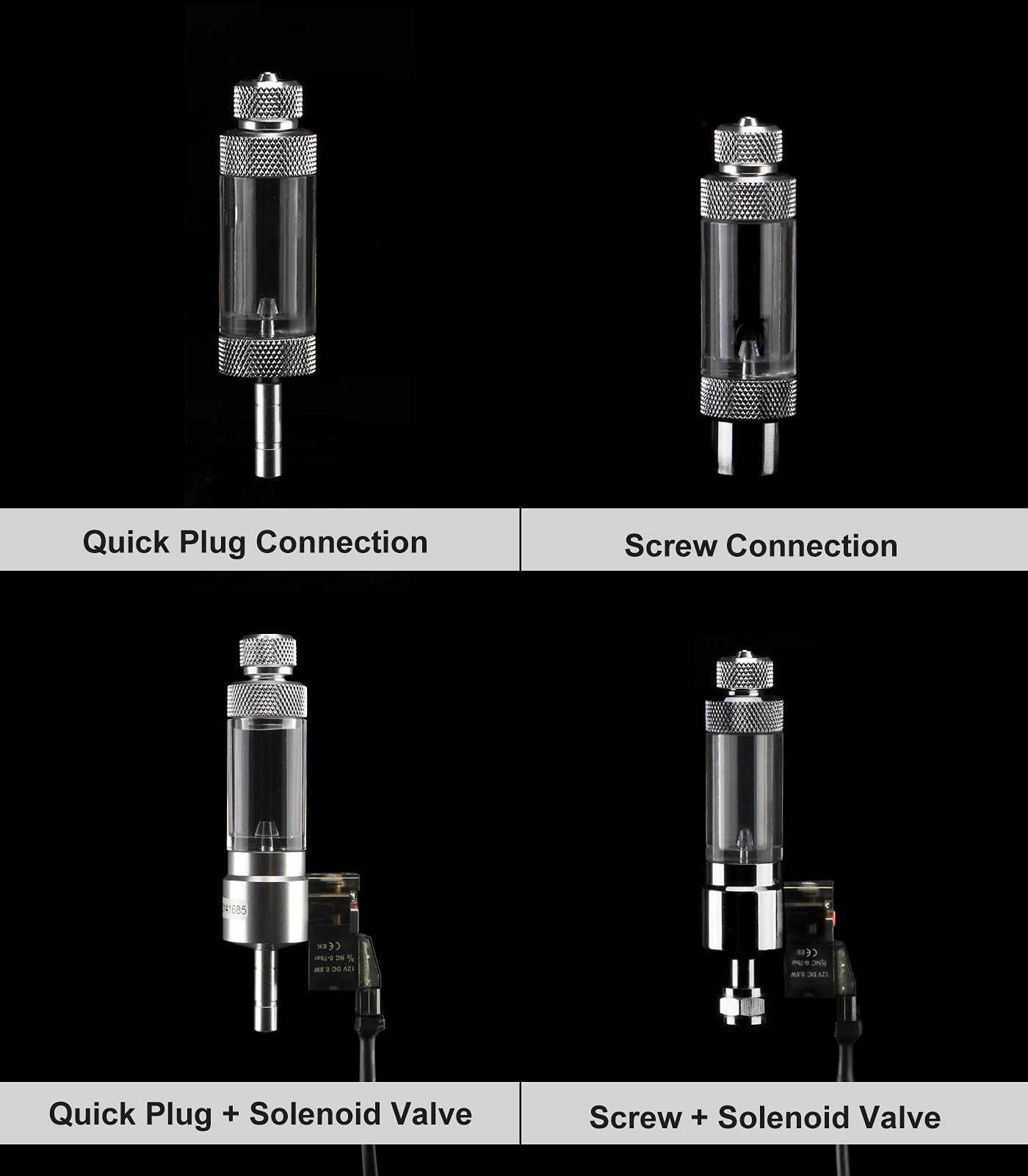 Clscea CO2 Bubble Counter with Solenoid Valve and Check Valve for CO2 Generator Regulator Planted Aquarium Screw Connection