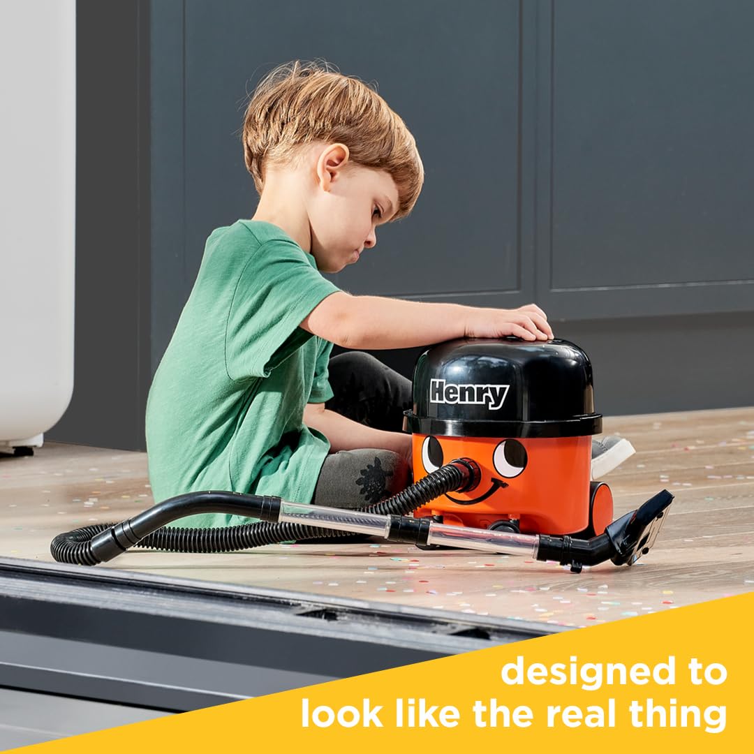 Casdon Henry & Hetty Toys - Henry Vacuum Cleaner - Red Vacuum Cleaning Toy with Real Function & Nozzle Accessories - Kids Cleaning Set - for Children Aged 3+