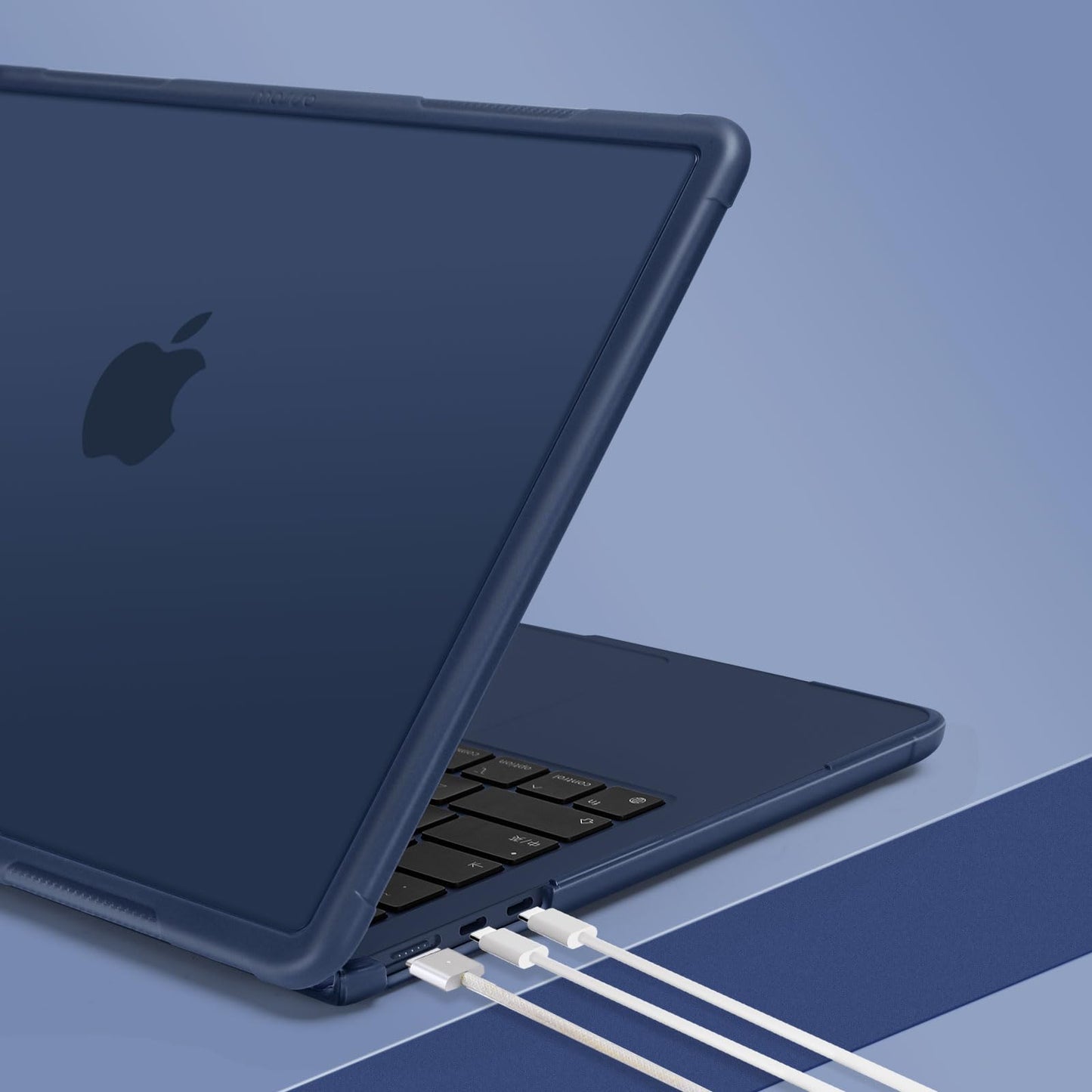 MOSISO Shock-Absorbing Hard Shell with Kickstand Compatible with MacBook Air 13 inch Case 2026-2022 M5 A3449 M4 A3240 M3 A3113 M2 A2681, 4 in 1 Kit Anti-Crack Cover for MacBook Air 13.6,Midnight Blue