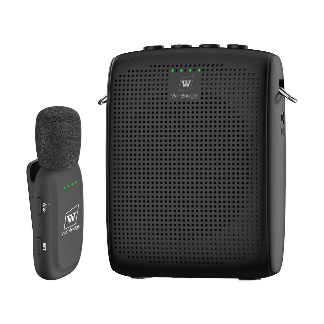 WinBridge Wireless Voice Amplifier with Bluetooth Lavalier Lapel Microphone for Teachers,Portable Speaker and Wireless Clip On Microphone System, Mini Megaphone Speaker Mic Set 15W 2600mAh WB005