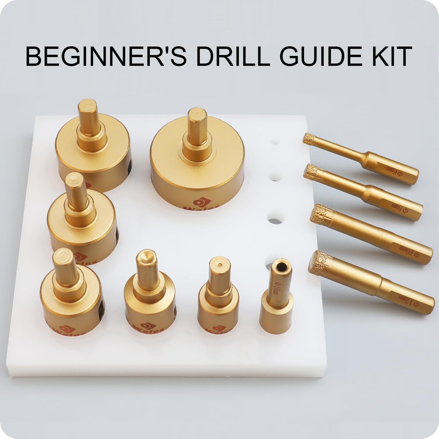 Waies 13 Packs Diamond Hole Saw Drill Bit Kit Wet/Dry - Serrated Brazed Core Set with Guide Jig for Ceramic, Glass, Tile, Marble, Granite, Gypsum (6mm-50mm)