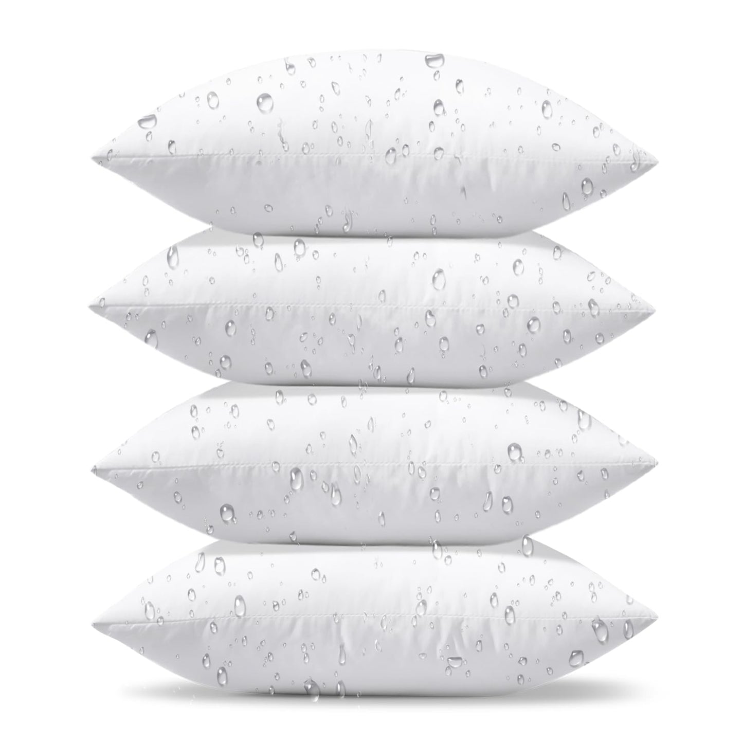 OTOSTAR 4 Pack Premium Waterproof Pillows Inserts, 18 x 18 Outdoor Decorative Throw Pillow Inserts Soft Fluffy Plump Cushion Inserts for Patio Garden Bench Farmhouse Sofa Couch Bed, White