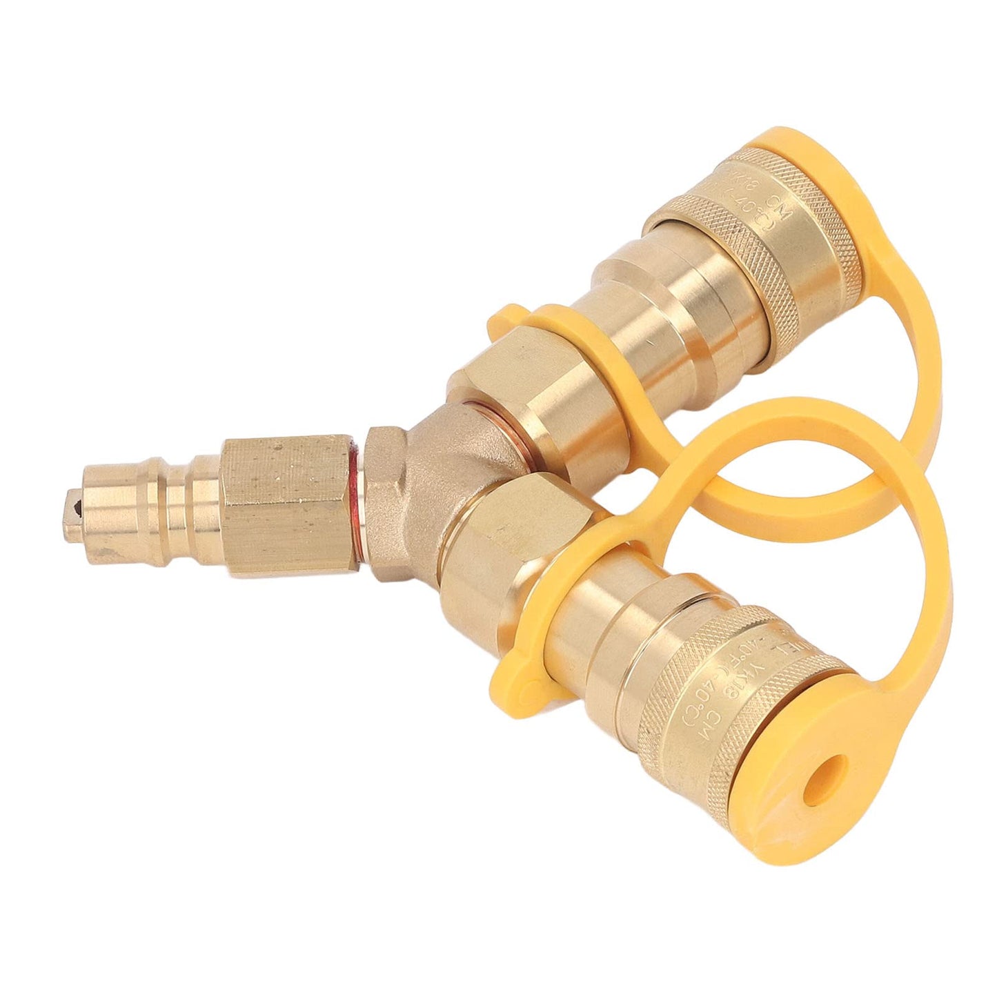 3/8" Natural Gas Quick Connect Y Splitter with Brass 2 Way Adapter - Safe Auto Close Propane Splitter for Gas Grills, Patio Heater, Pizza Oven & RV Generator Use,Natural Gas Conversion Kit