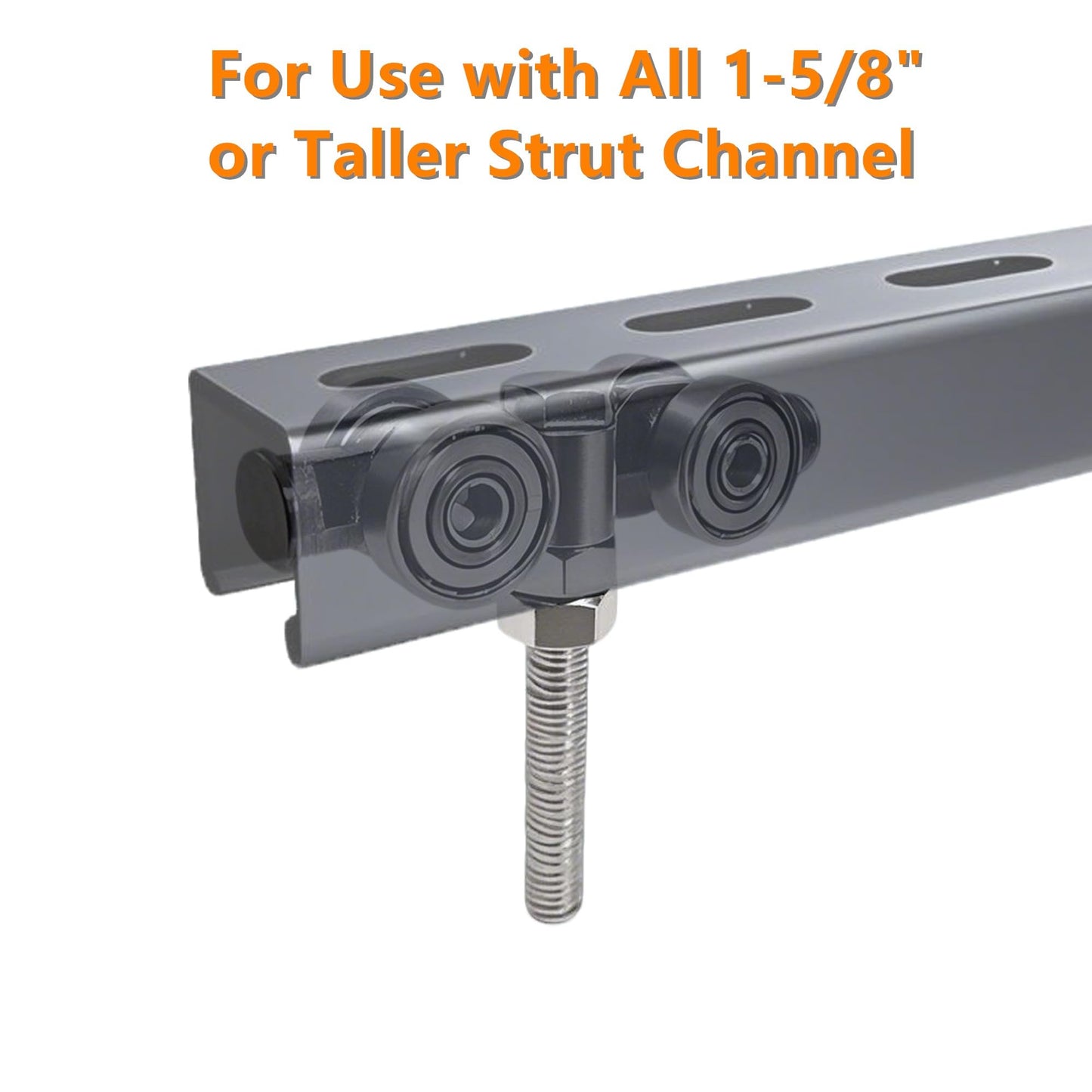Trolley Assembly,4 Wheel Silent Trolley Rollers for Use with 1-5/8" Wide and All 1-5/8" or Taller Unistrut Strut Channel ,Silver(Pack of 4)
